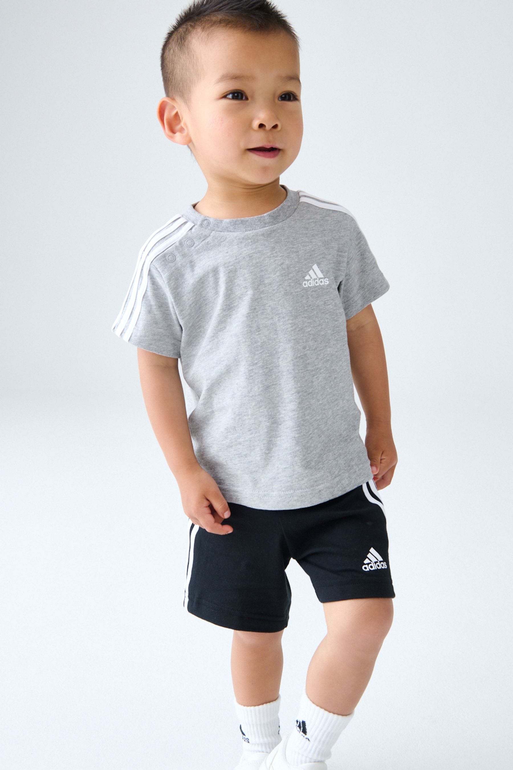 adidas Grey/Black 100% Cotton Essentials Sport Set