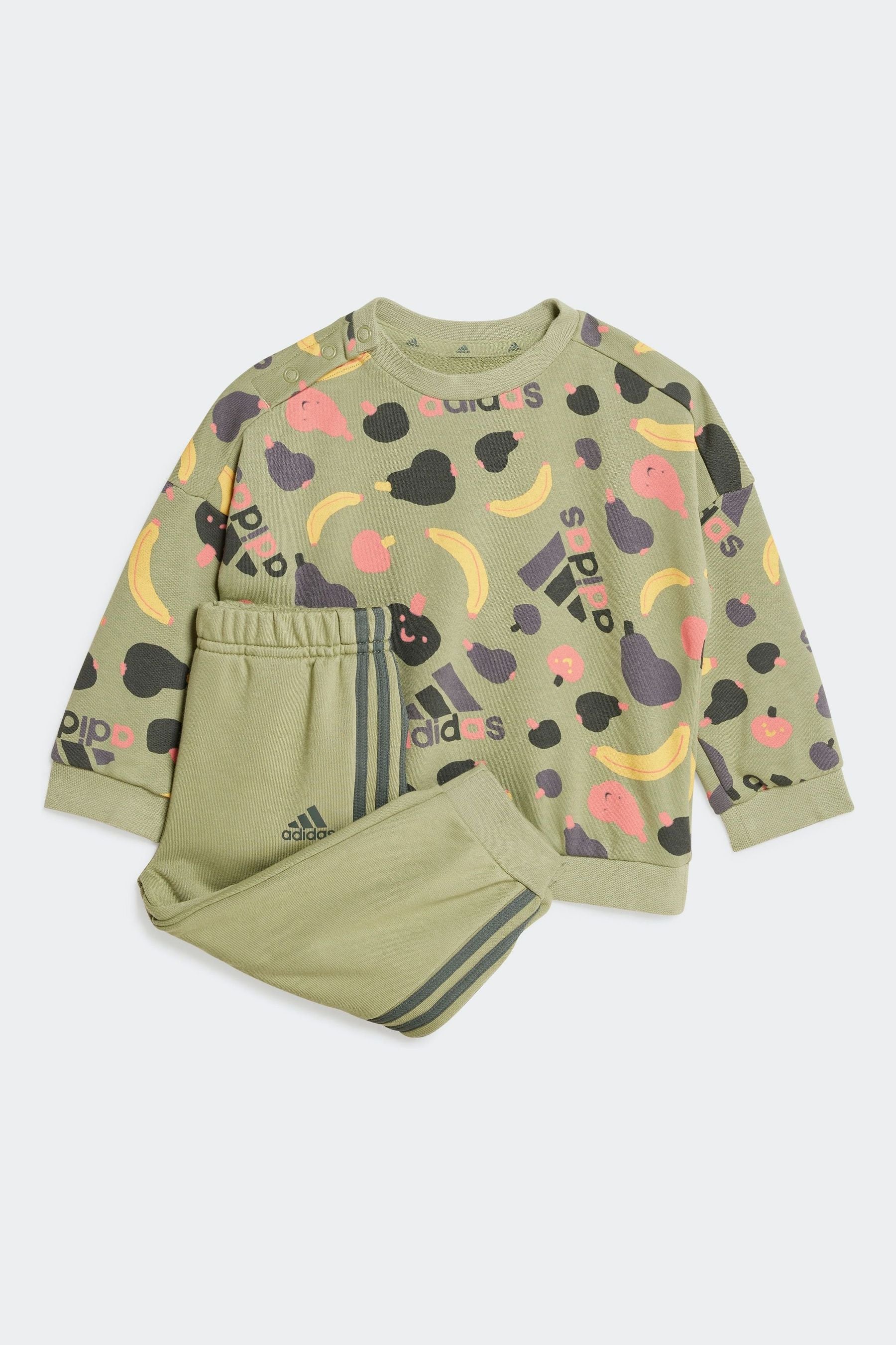 Green adidas Kids Essentials Allover Print Joggers Set