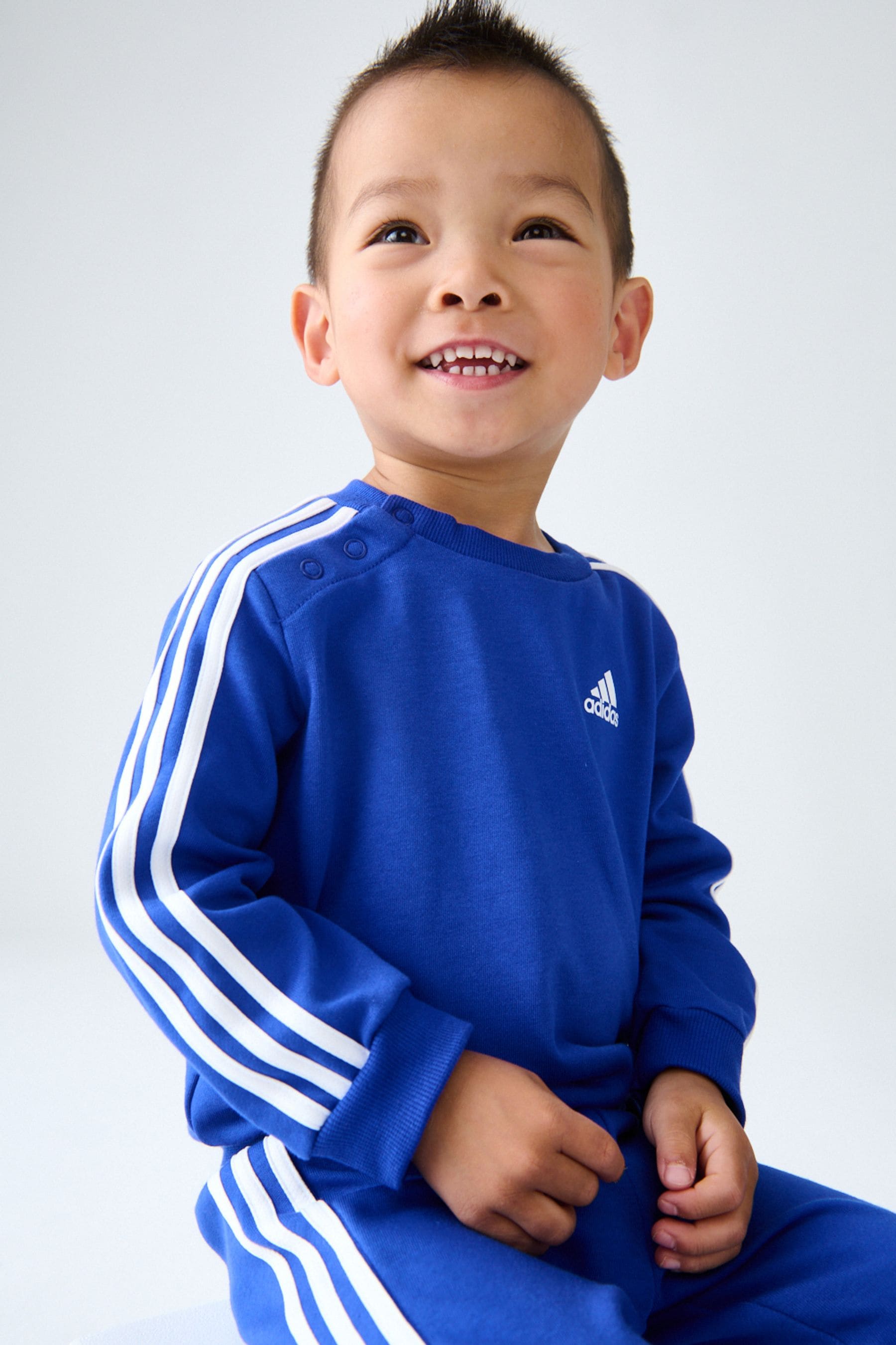 Blue/White adidas Kids Essentials 3 Stripes Jogger Set