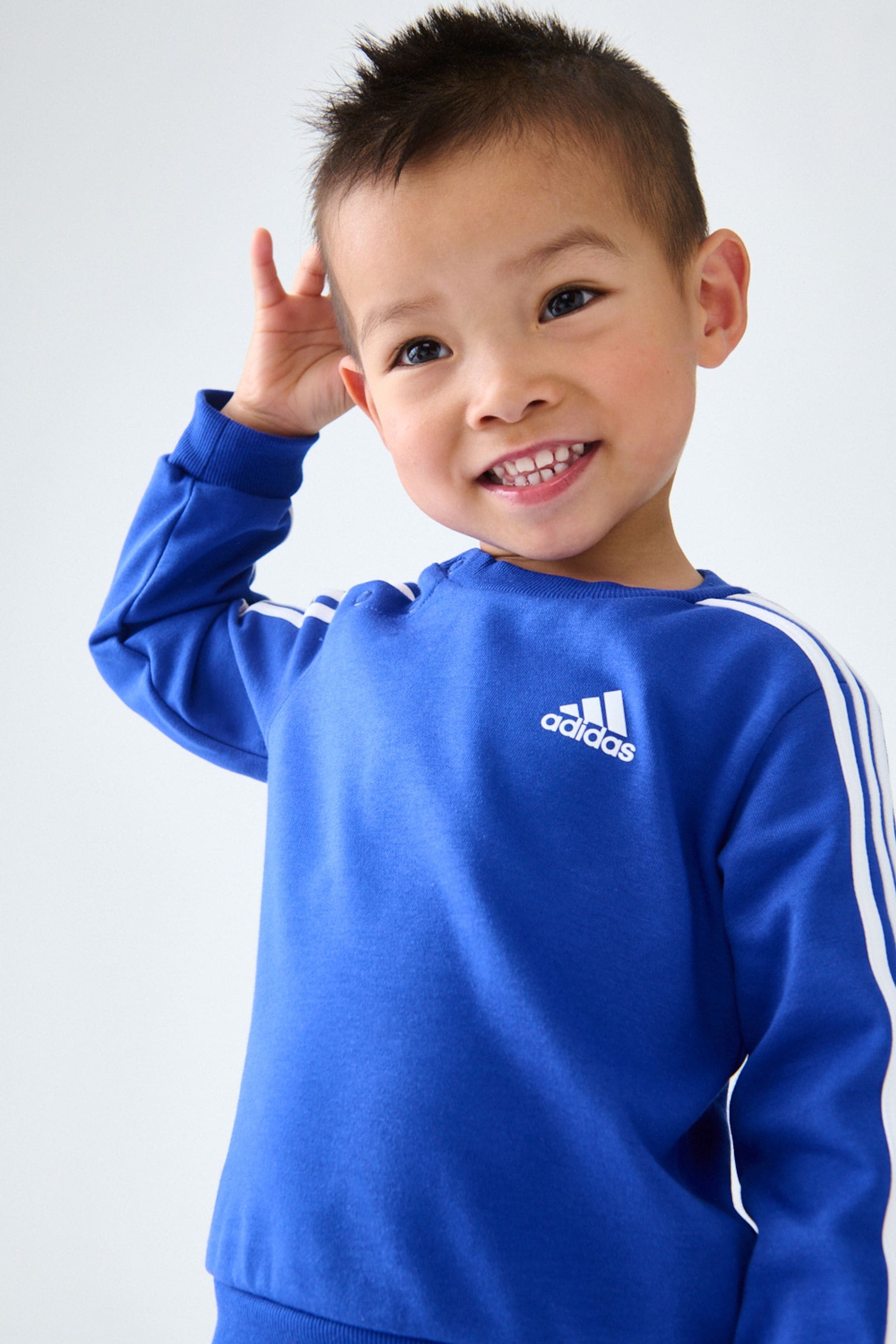 Blue/White adidas Kids Essentials 3 Stripes Jogger Set