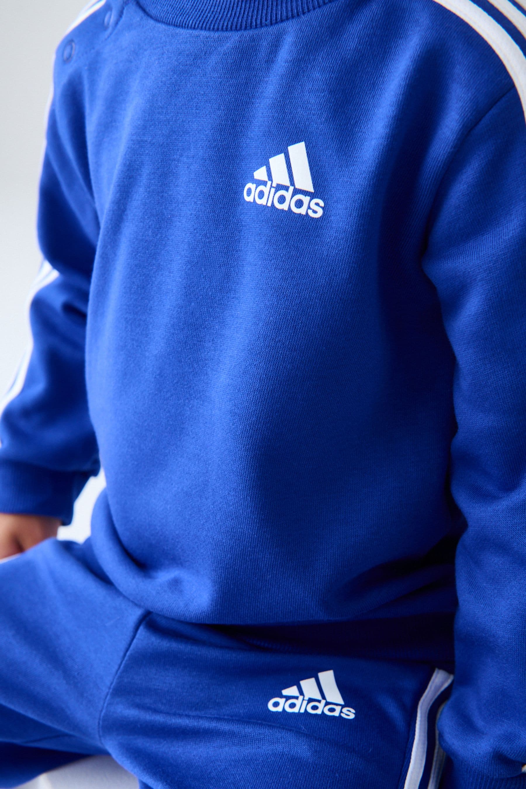 Blue/White adidas Kids Essentials 3 Stripes Jogger Set