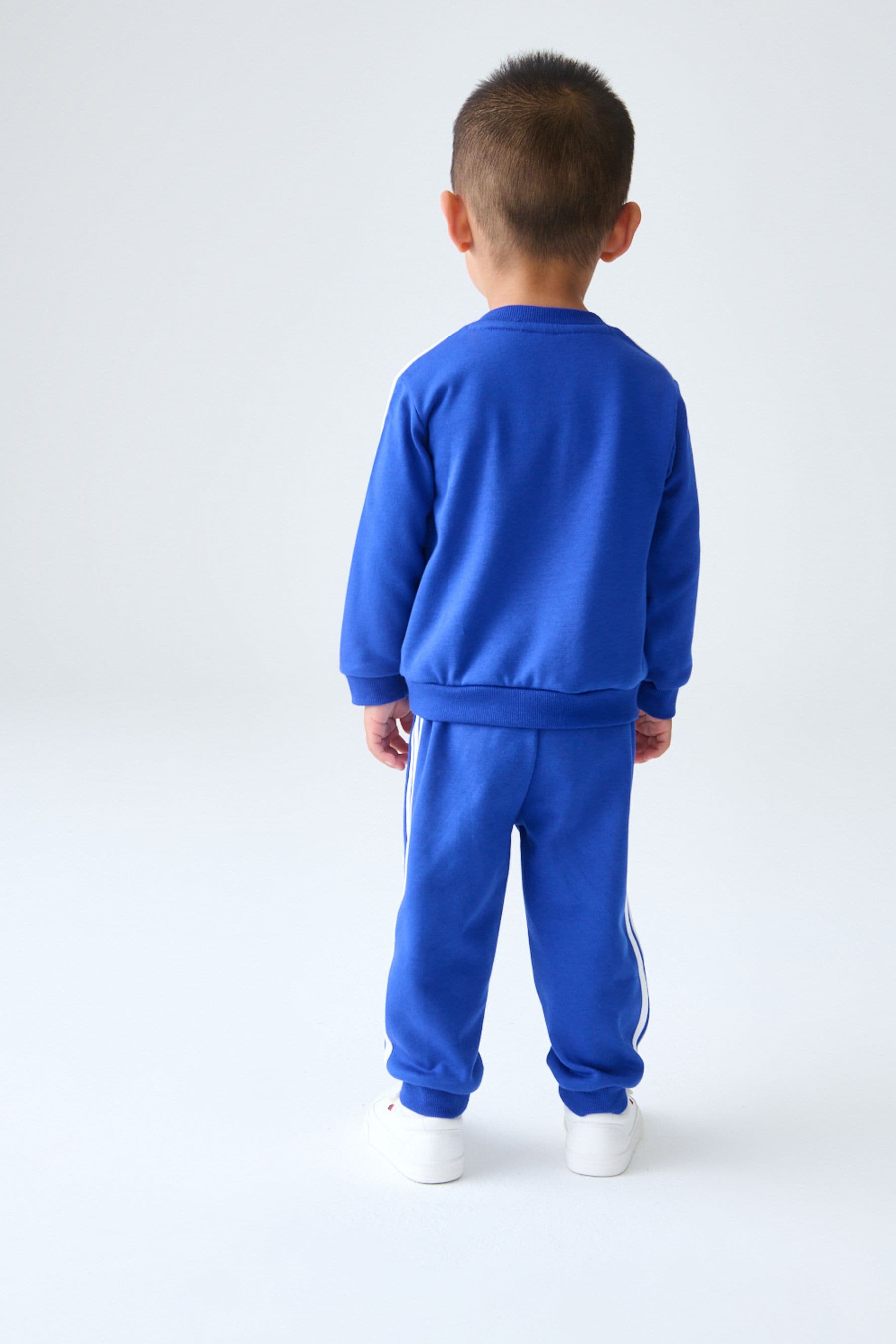 Blue/White adidas Kids Essentials 3 Stripes Jogger Set