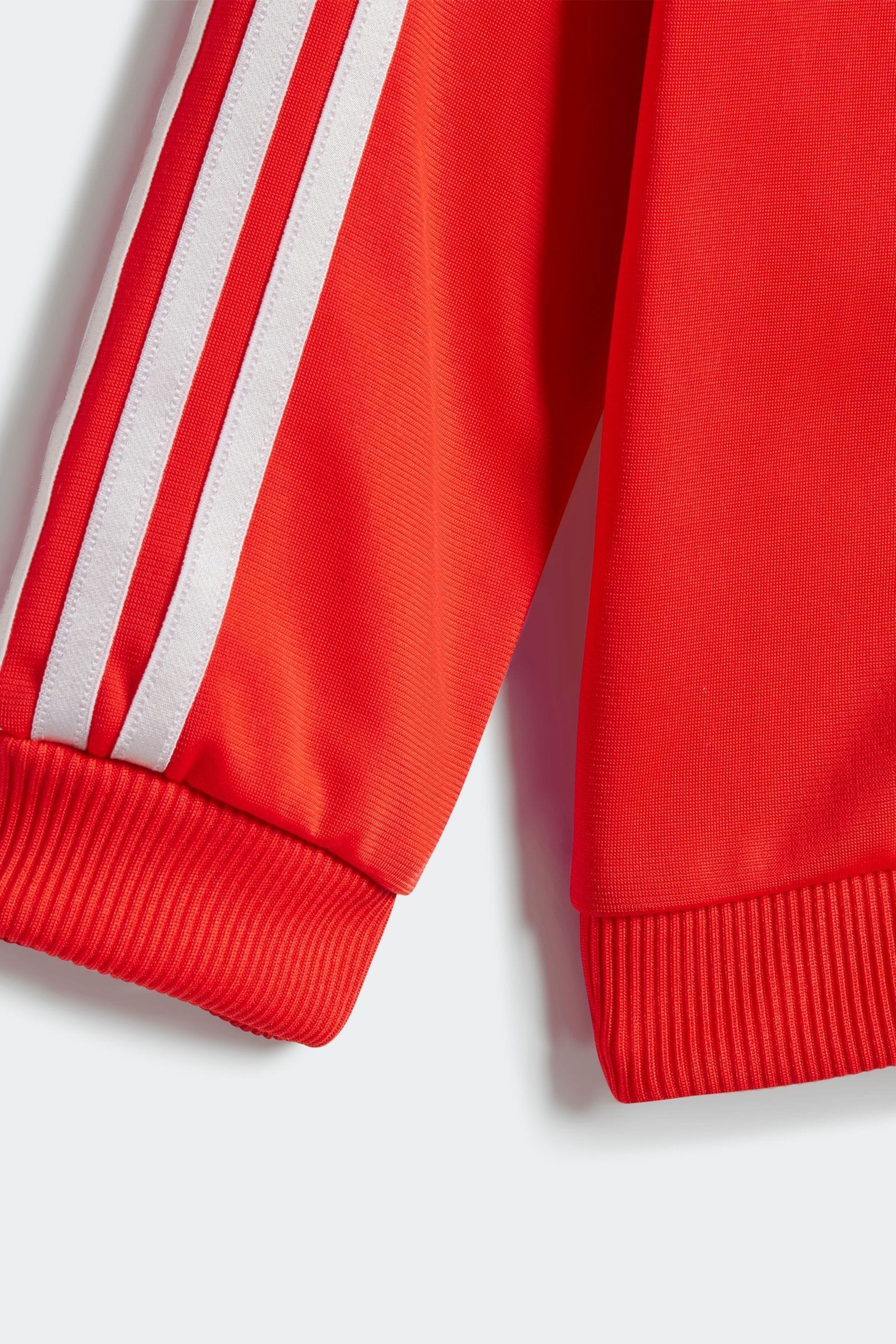 adidas Red/Black Essentials Shiny Hooded Tracksuit