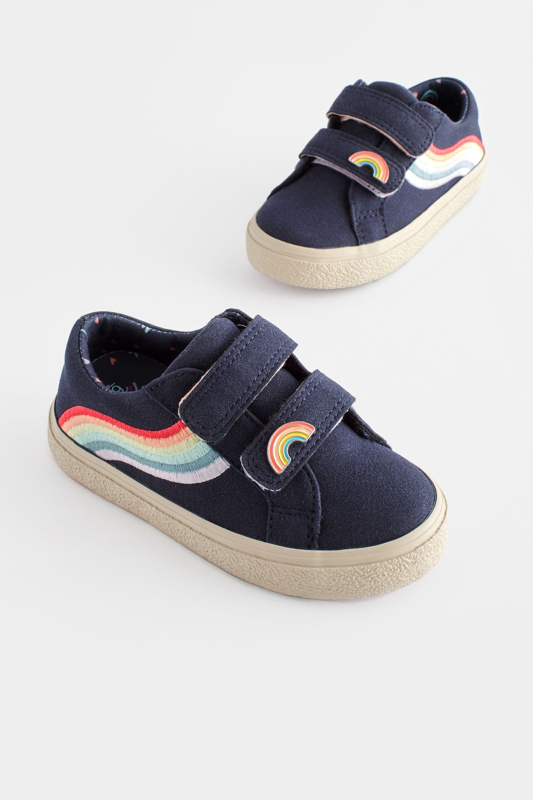 Navy Blue Rainbow Touch Fasten Trainers