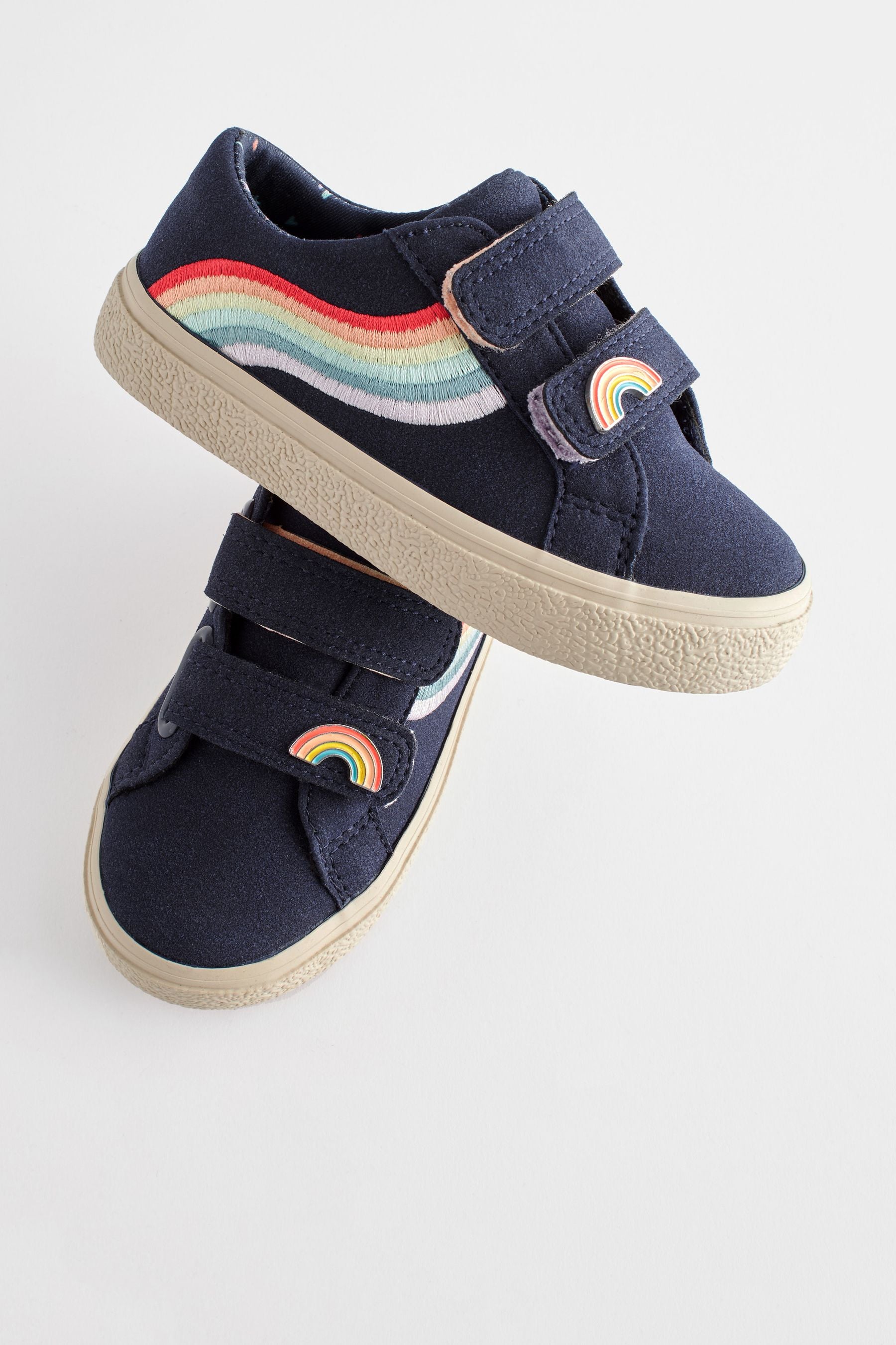 Navy Blue Rainbow Touch Fasten Trainers