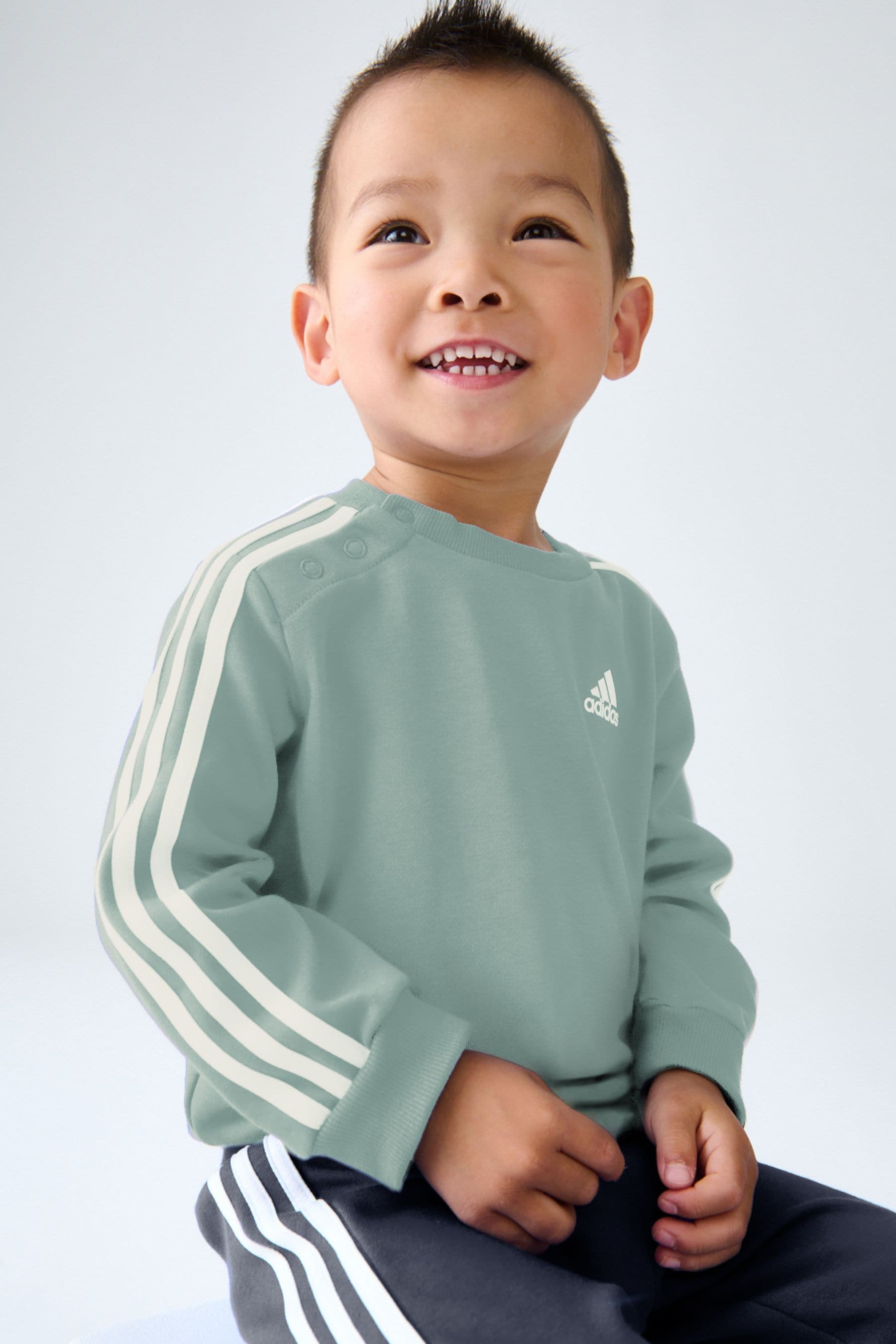 adidas Aqua Blue Kids Essentials 3 Stripes Jogger Set