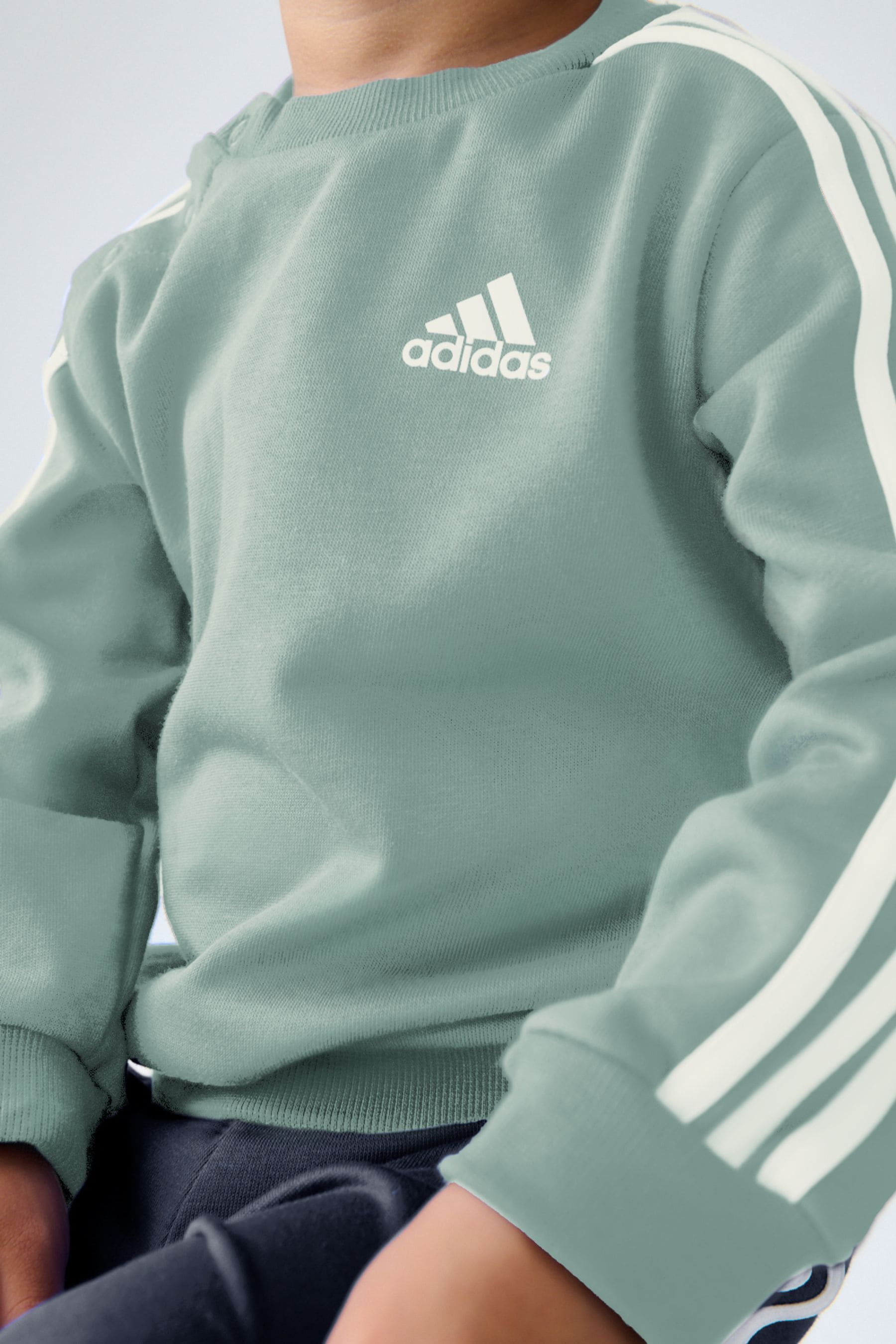 adidas Aqua Blue Kids Essentials 3 Stripes Jogger Set