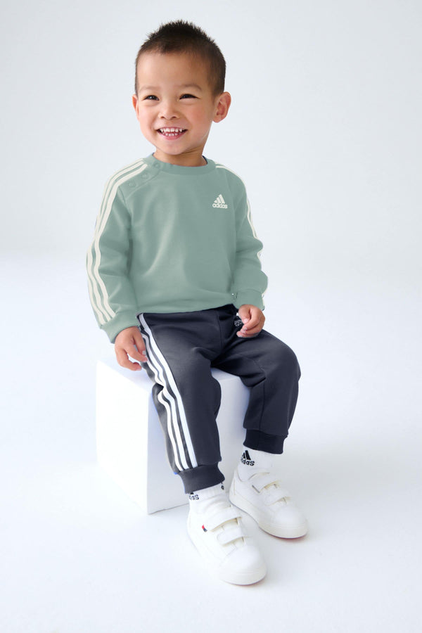 adidas Aqua Blue Kids Essentials 3 Stripes Jogger Set