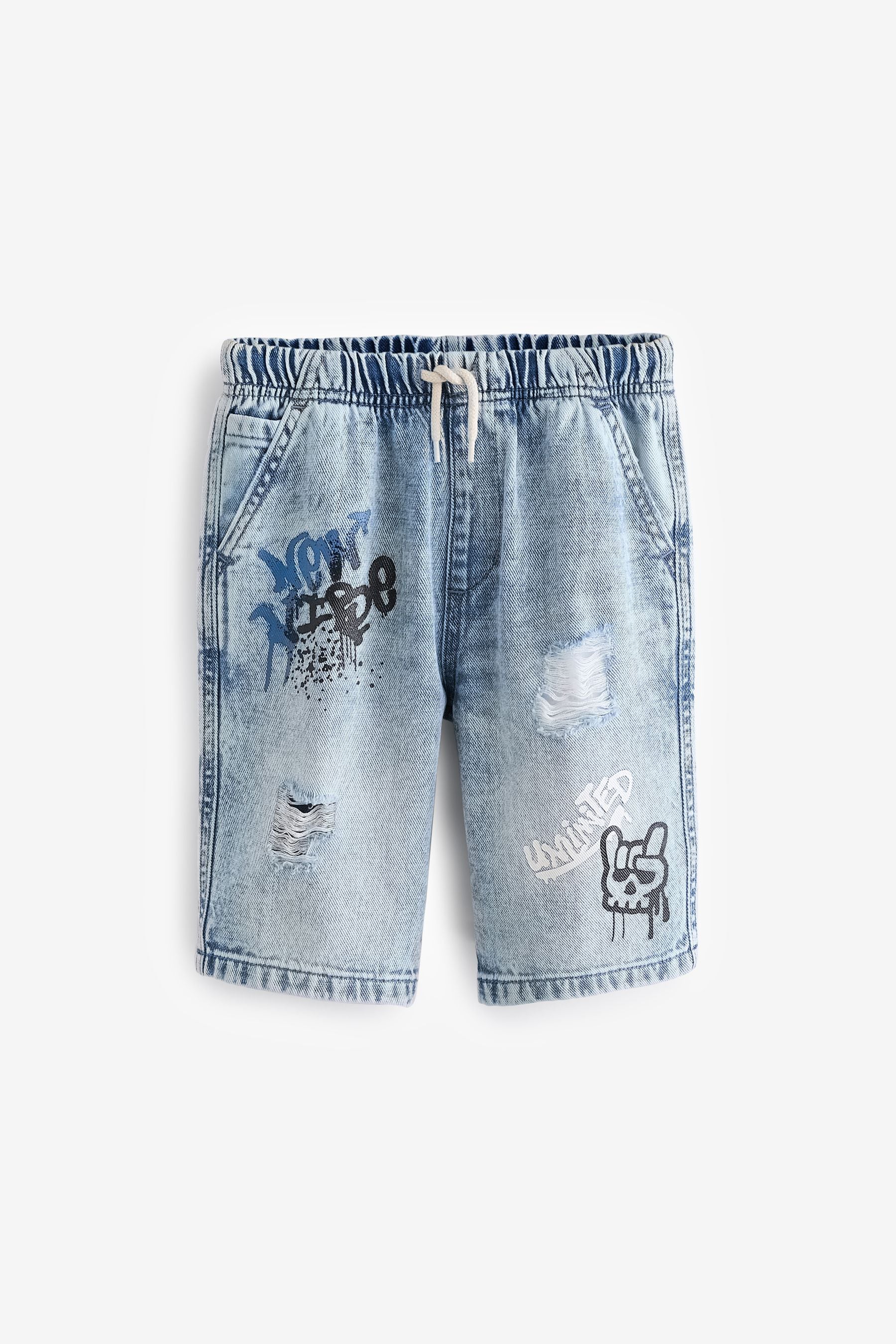 Light Blue Graffiti Denim Shorts (3-16yrs)