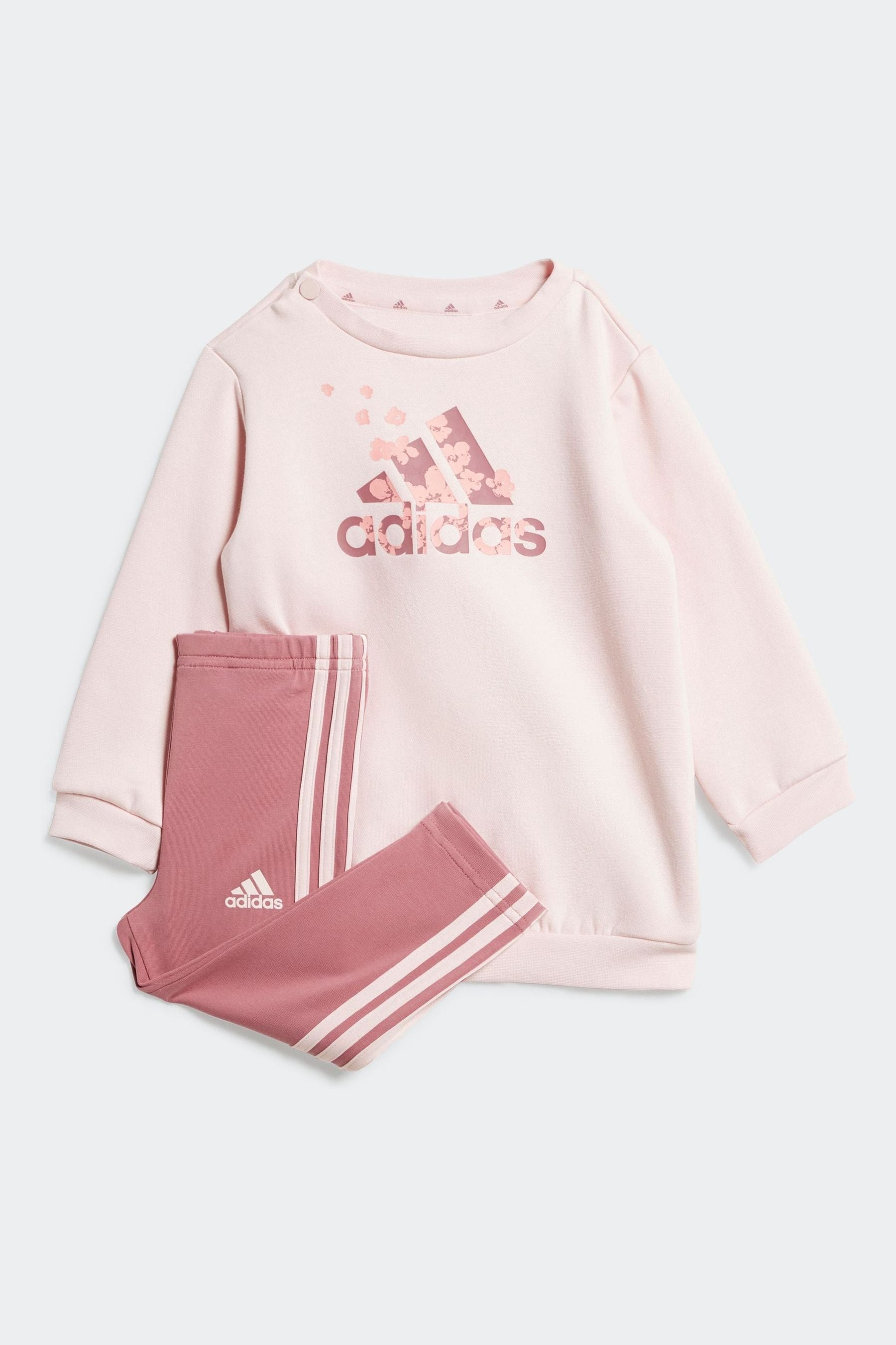 Pink adidas Kids Essentials Allover Print  Sweat Top Legging Set