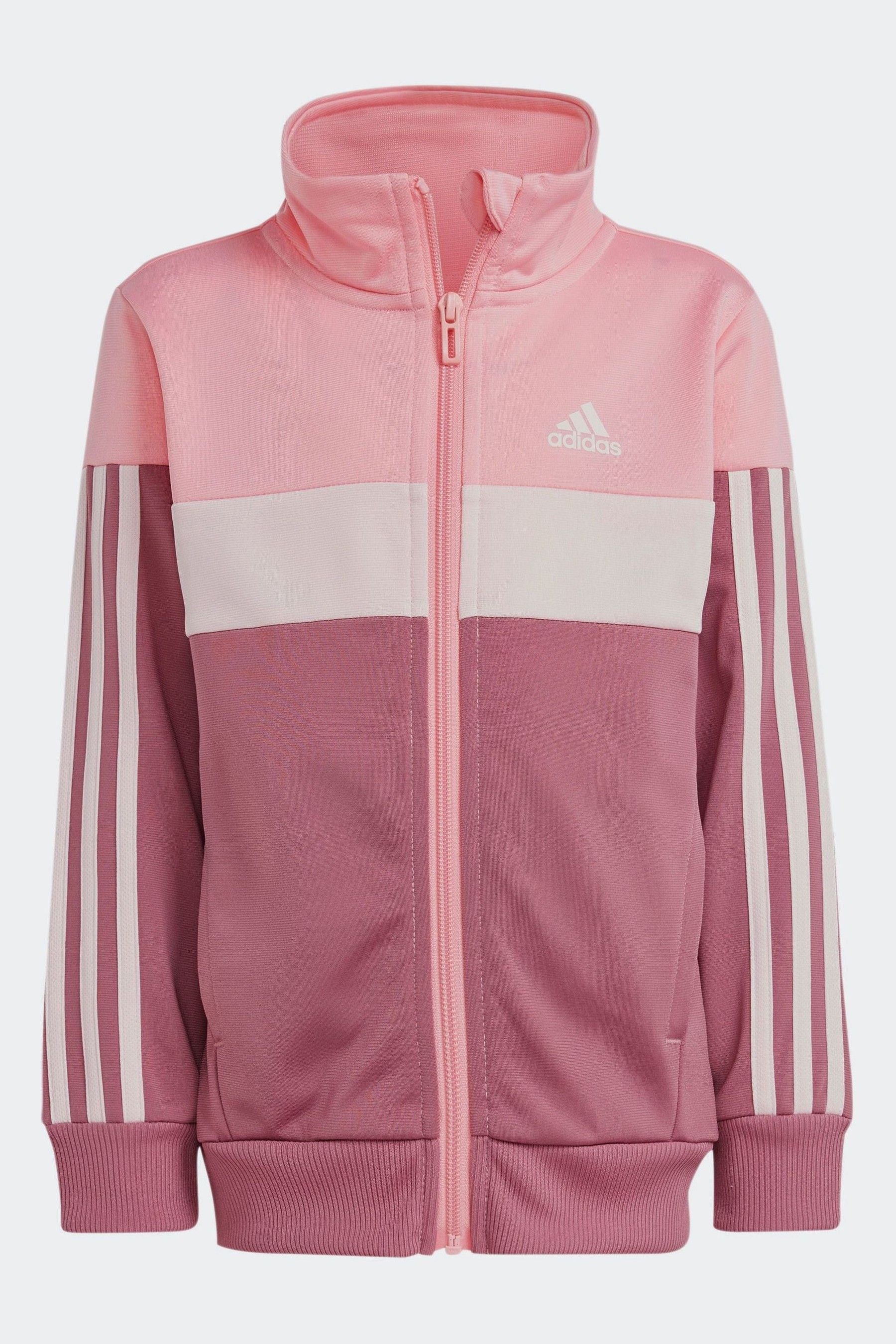 Pink adidas Kids Tiberio 3-Stripes Colorblock Shiny Tracksuit