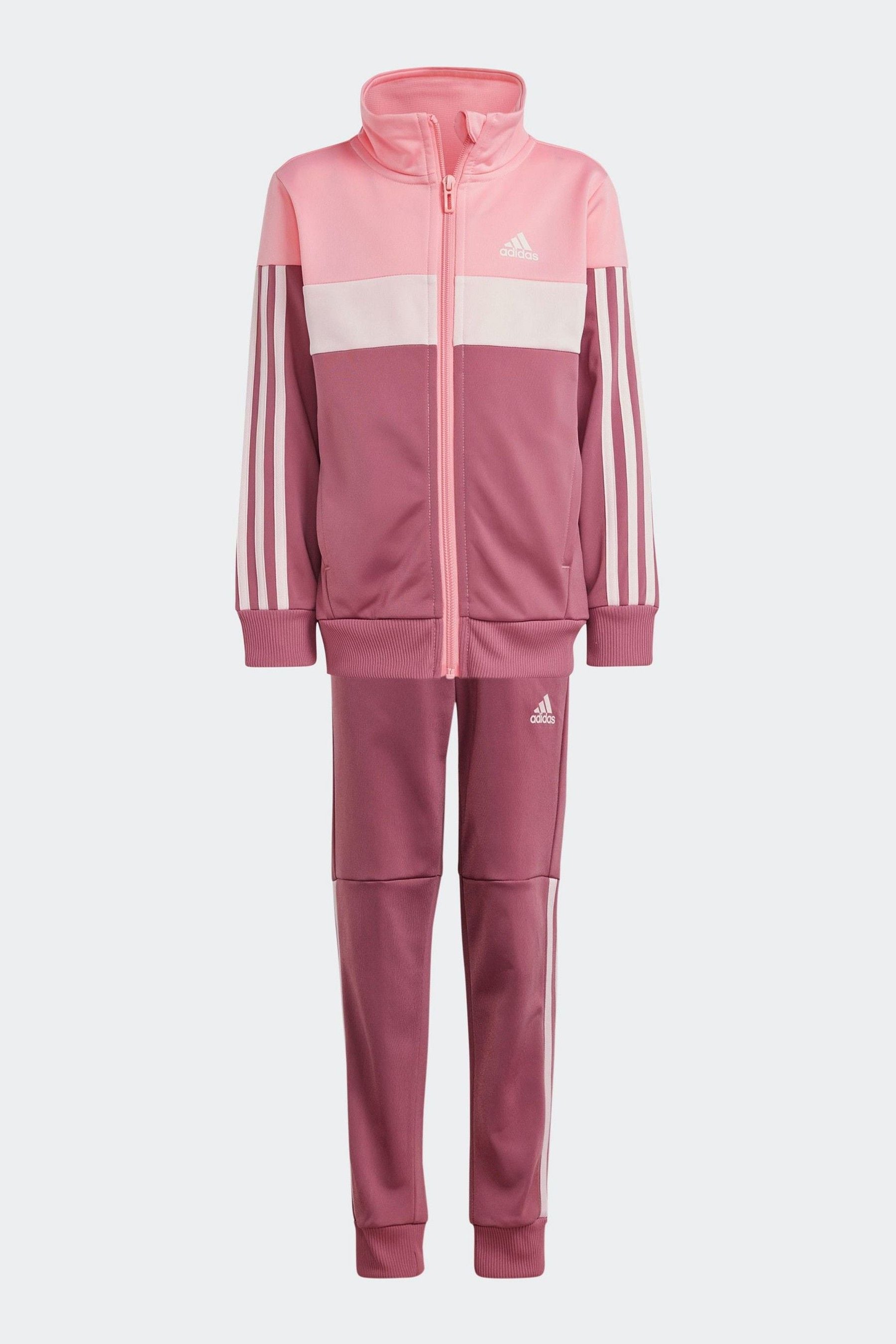 adidas Pink Kids Tiberio 3-Stripes Colorblock Shiny Tracksuit