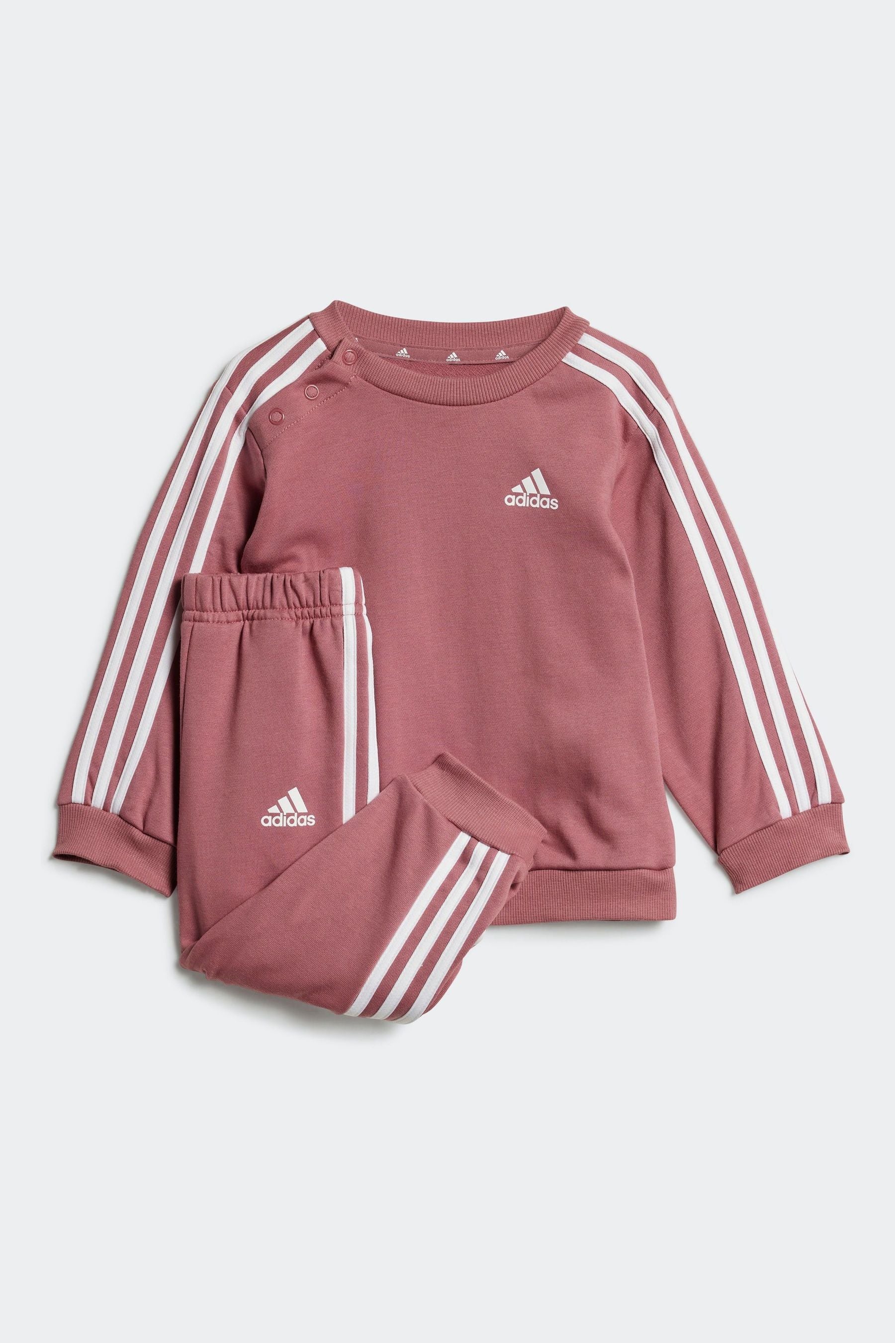 Pink adidas Kids Essentials 3-Stripes Tracksuit