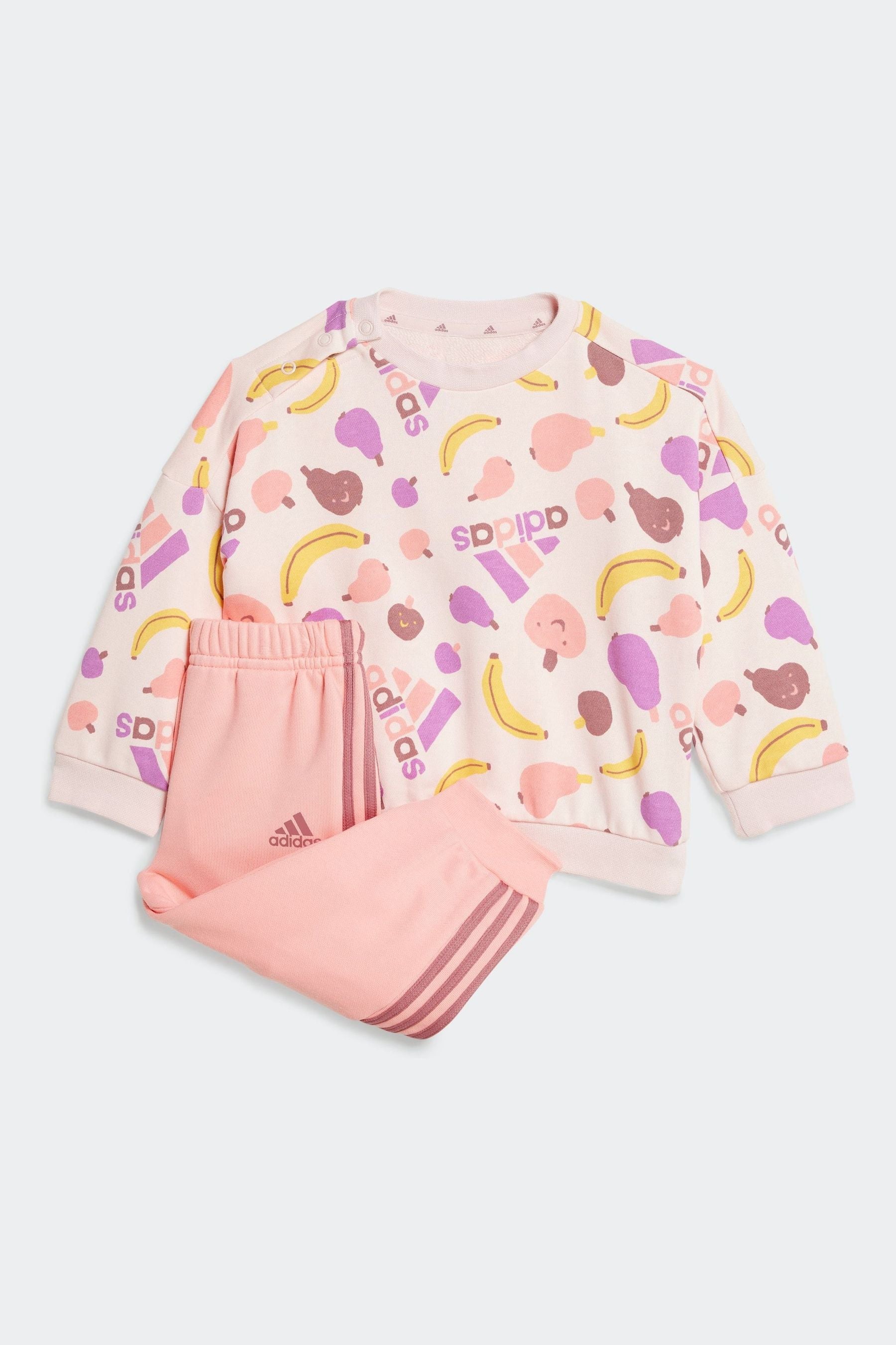 adidas Pink Kids Essentials Allover Print Joggers Set