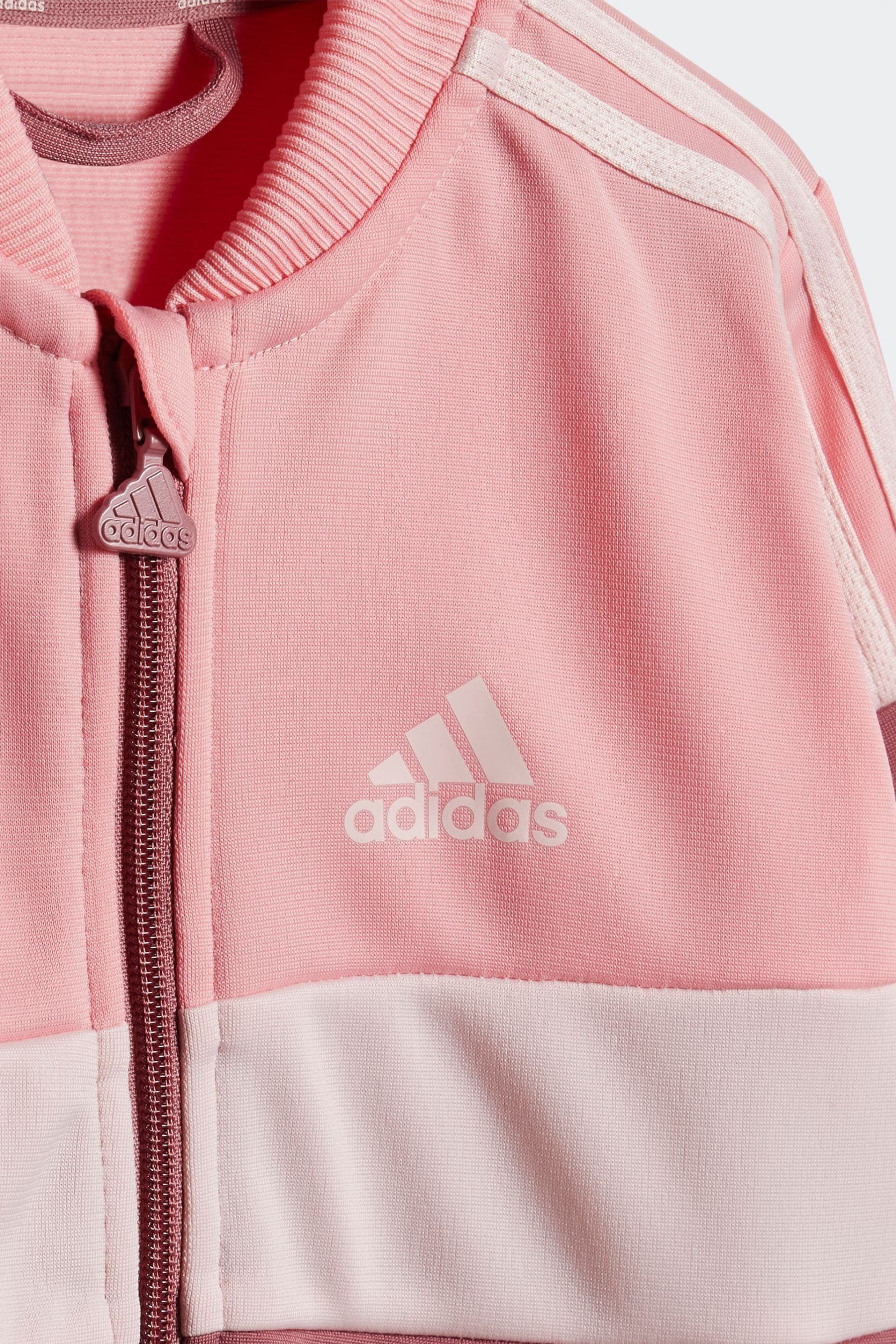 adidas Pink Kids Tiberio 3-Stripes Colourblock Shiny Tracksuit