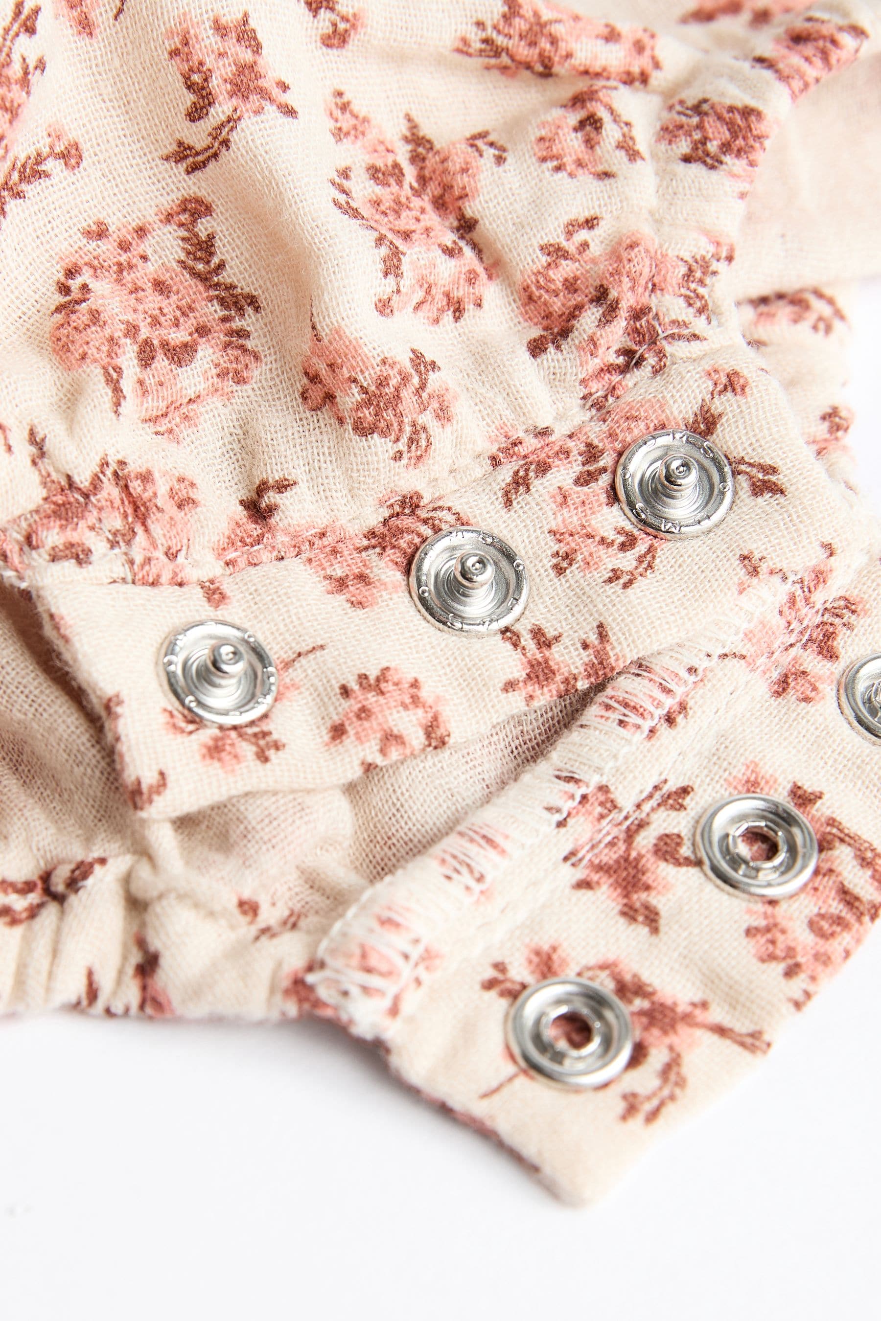 Rust Brown/ Cream Floral Baby Crochet Bloomer Romper (0mths-2yrs)