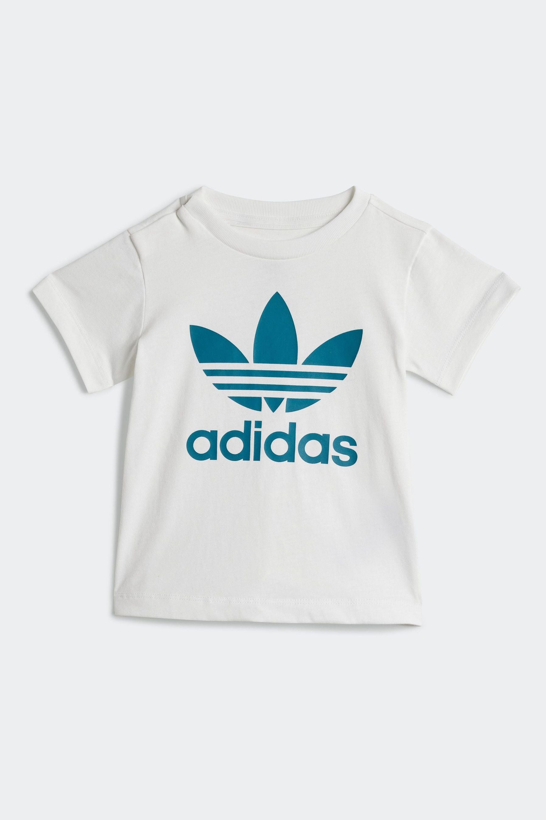 adidas White/Green Kids Shorts T-Shirt Set