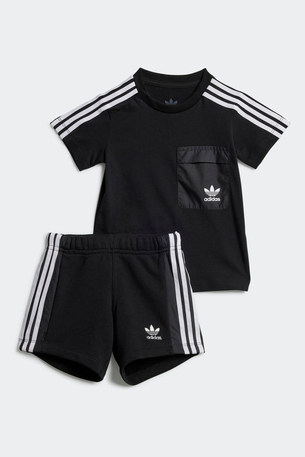 adidas Black 100% Cotton Shorts T-Shirt Set