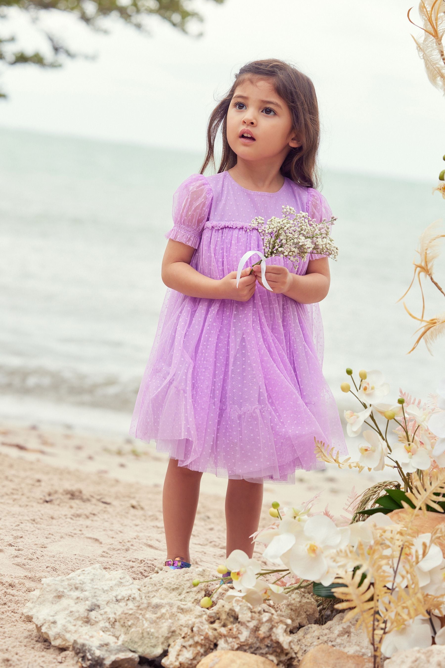 Lilac Purple Mesh Party Dress (3mths-7yrs)