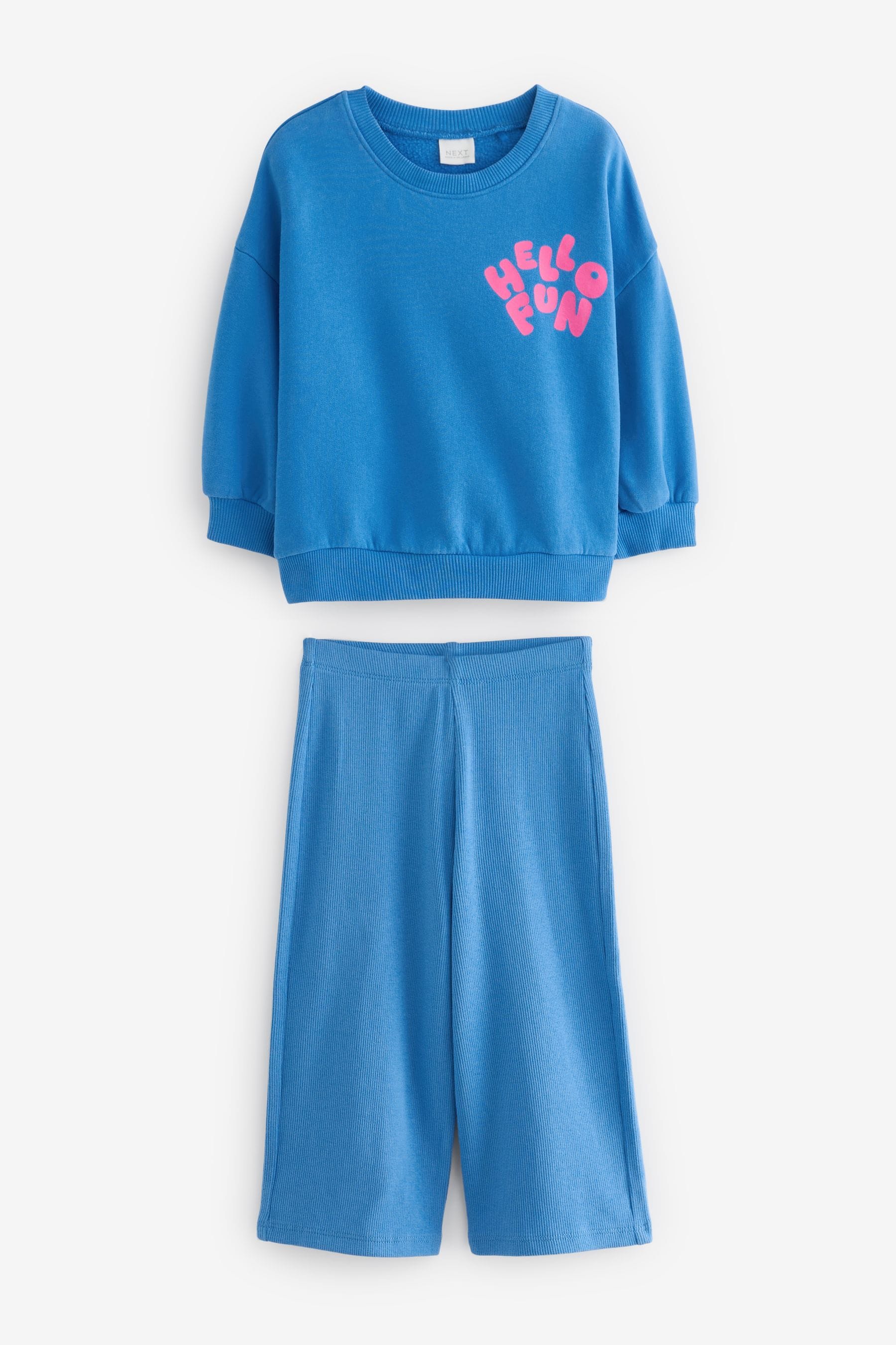 Blue 2pc Sweatshirt and Wide Leg Trouser Set (3mths-7yrs)