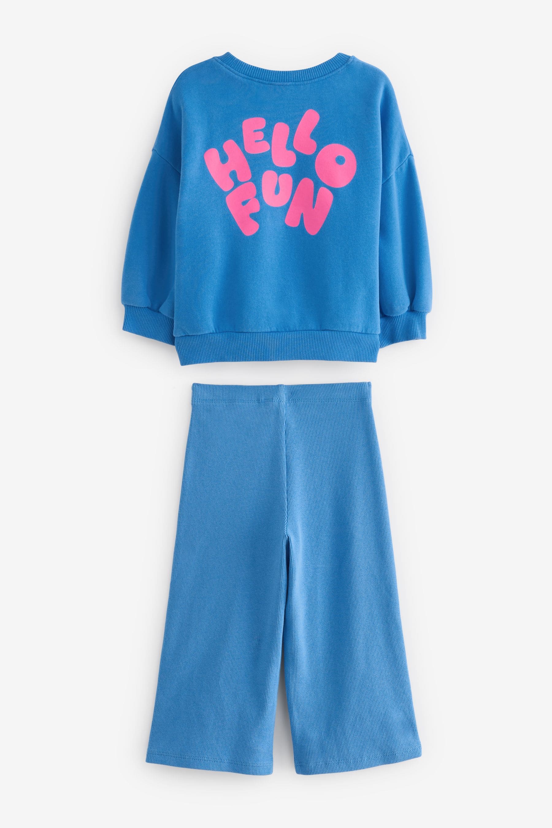 Blue 2pc Sweatshirt and Wide Leg Trouser Set (3mths-7yrs)