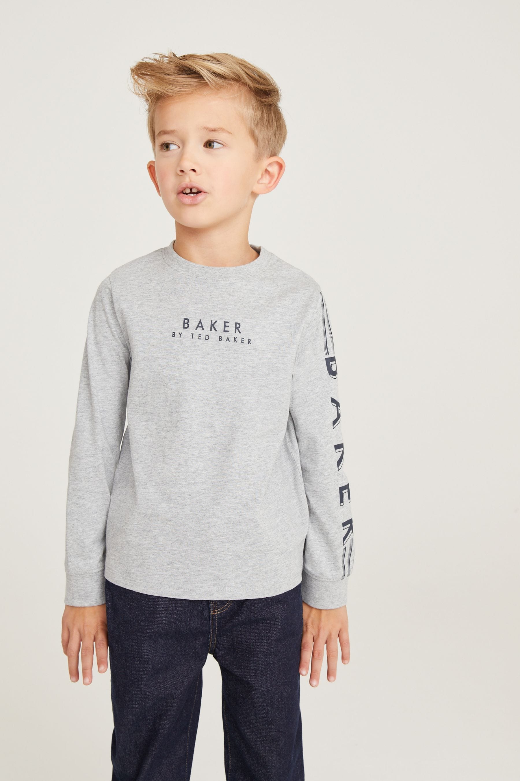 Baker by Ted Baker Long Sleeve Logo 100% Cotton T-Shirt