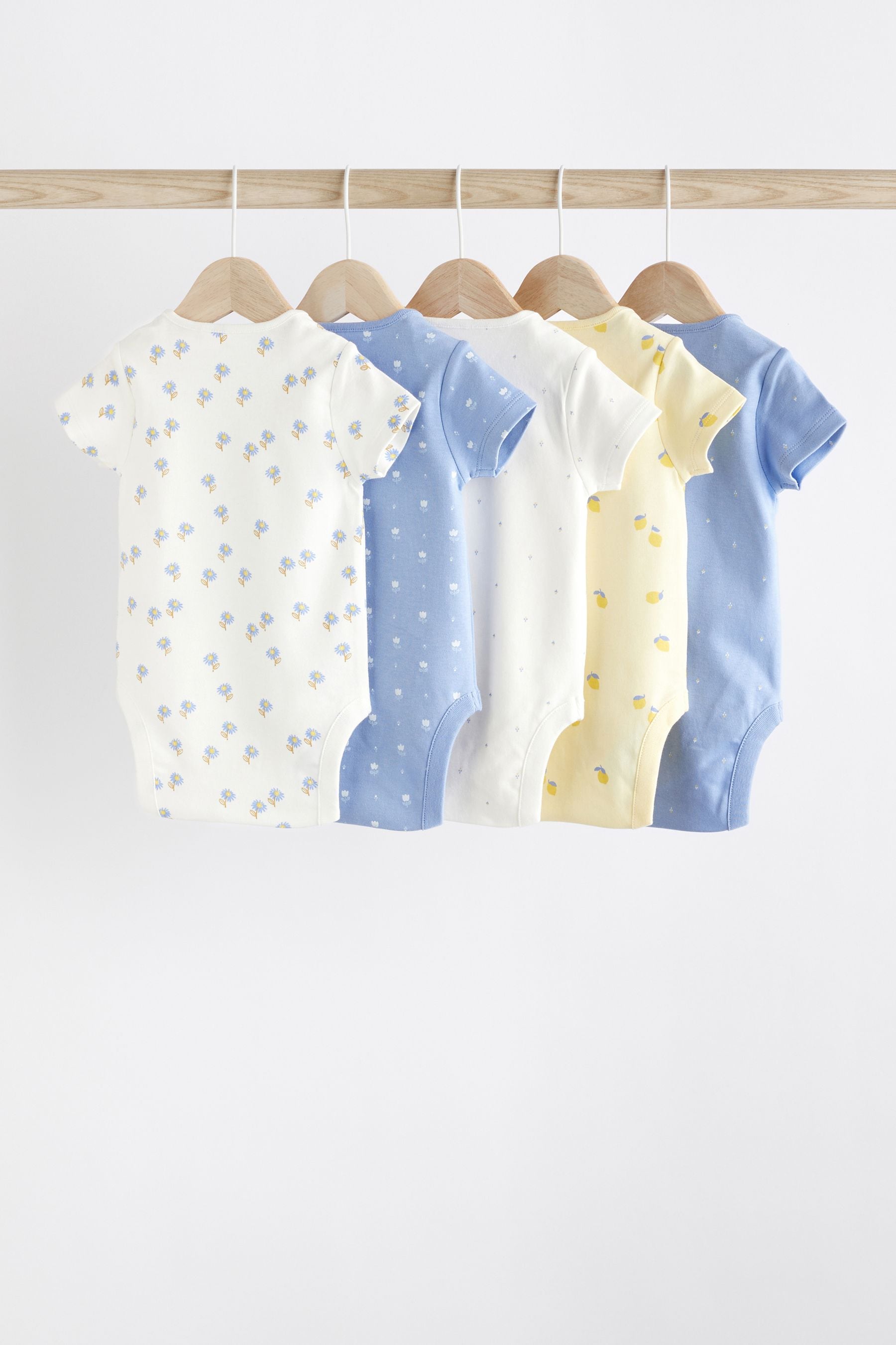 Blue Baby Short Sleeve Bodysuits 5 Pack