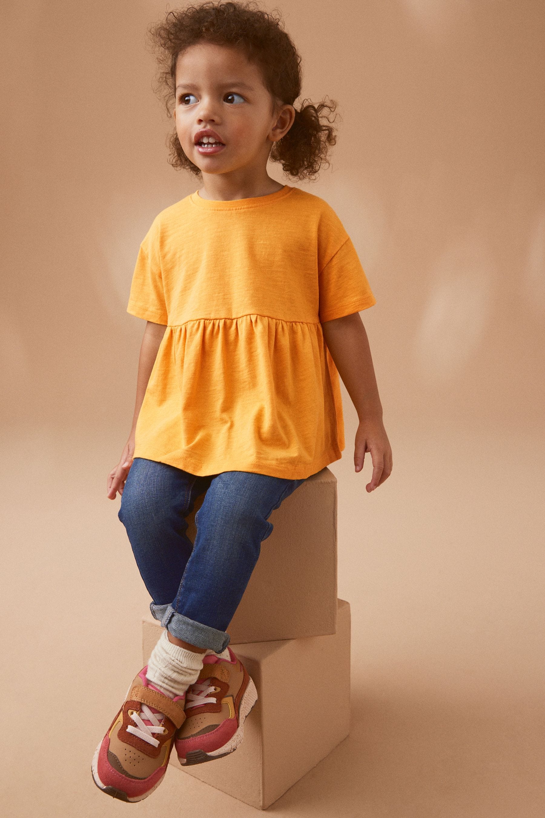 Orange 100% Cotton Short Sleeve Empire T-Shirt (3mths-7yrs)