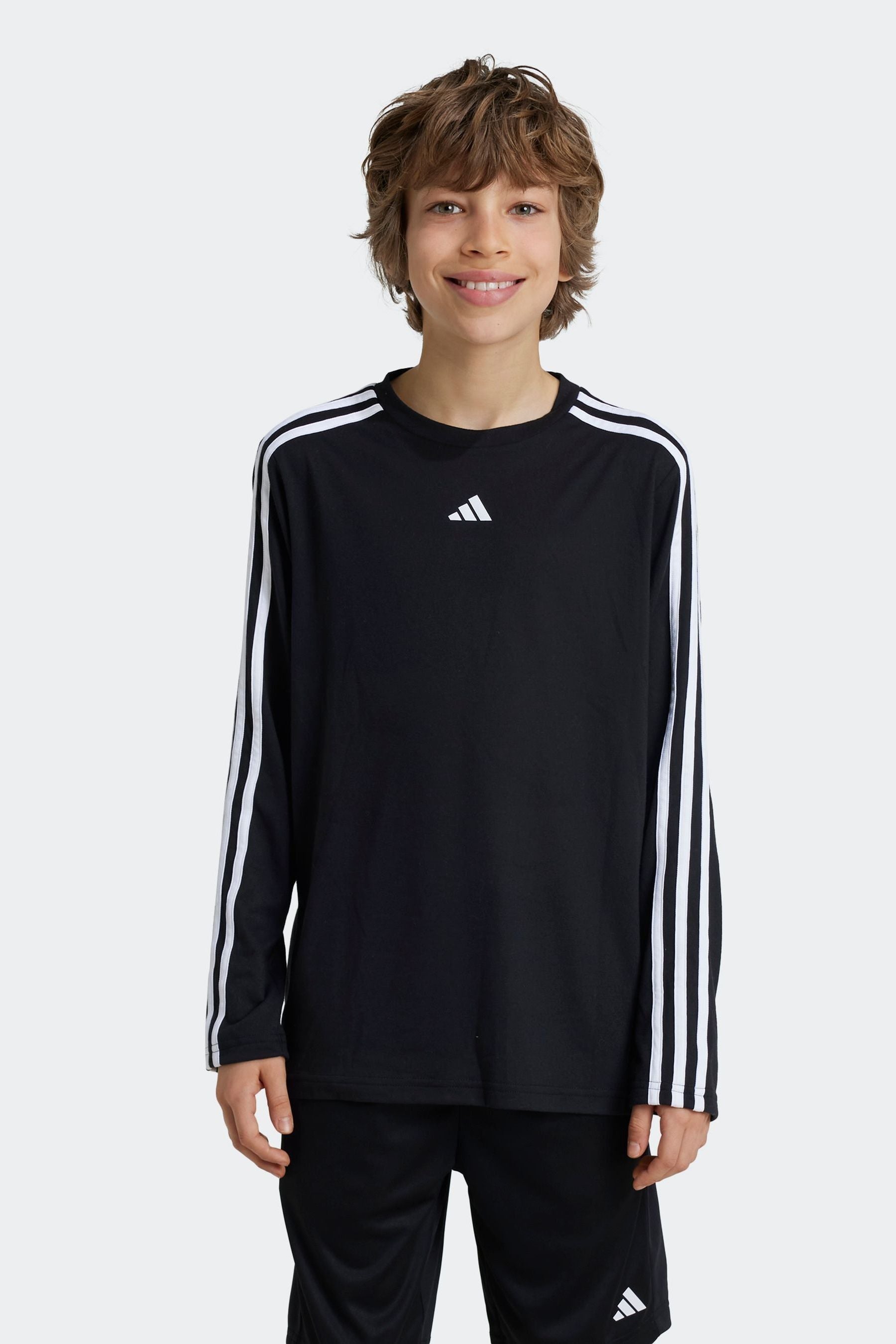 Black adidas Kids Regular Fit Train Essentials Logo Longs Sleeve Top