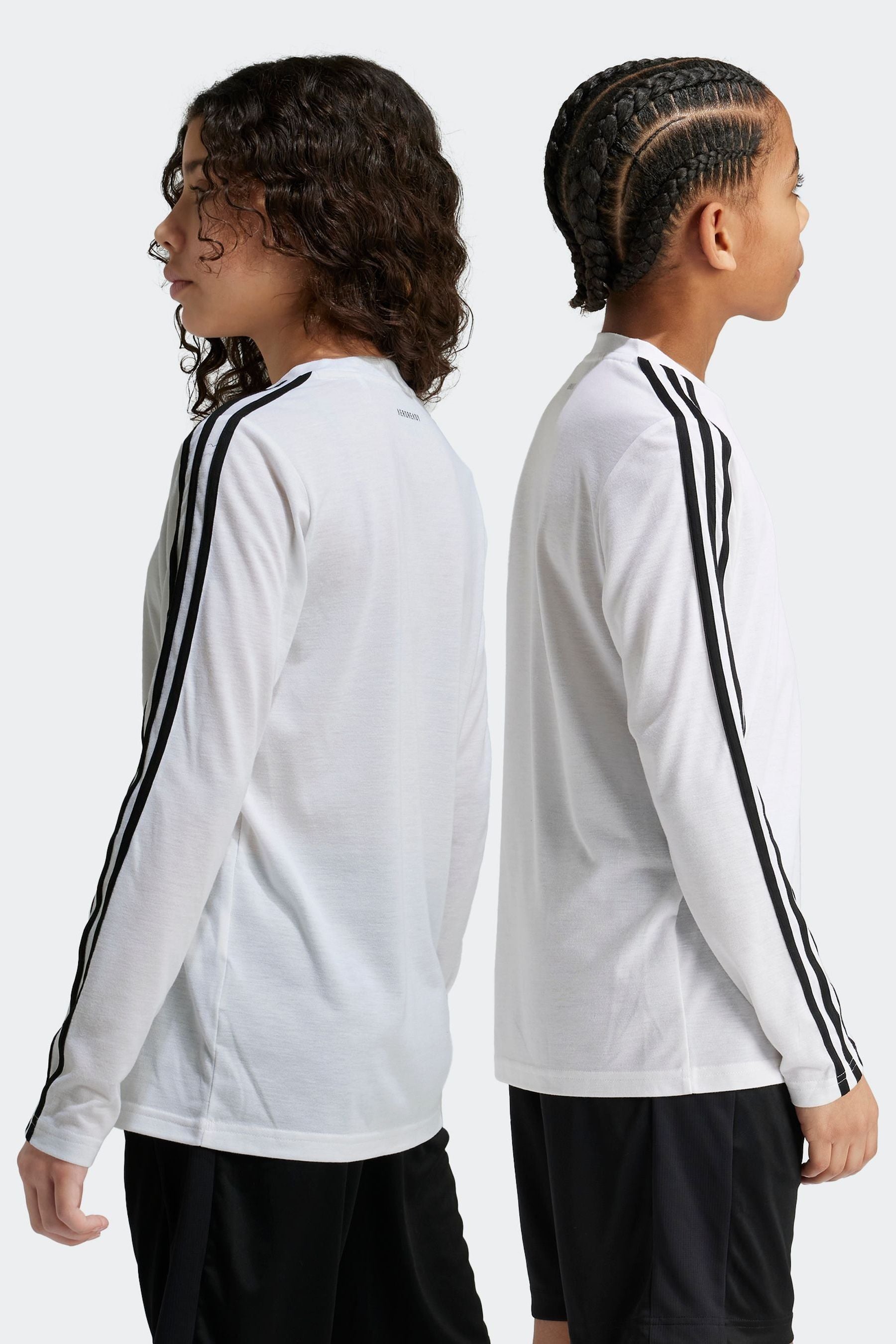 White adidas Kids Regular Fit Train Essentials Logo Longs Sleeve Top