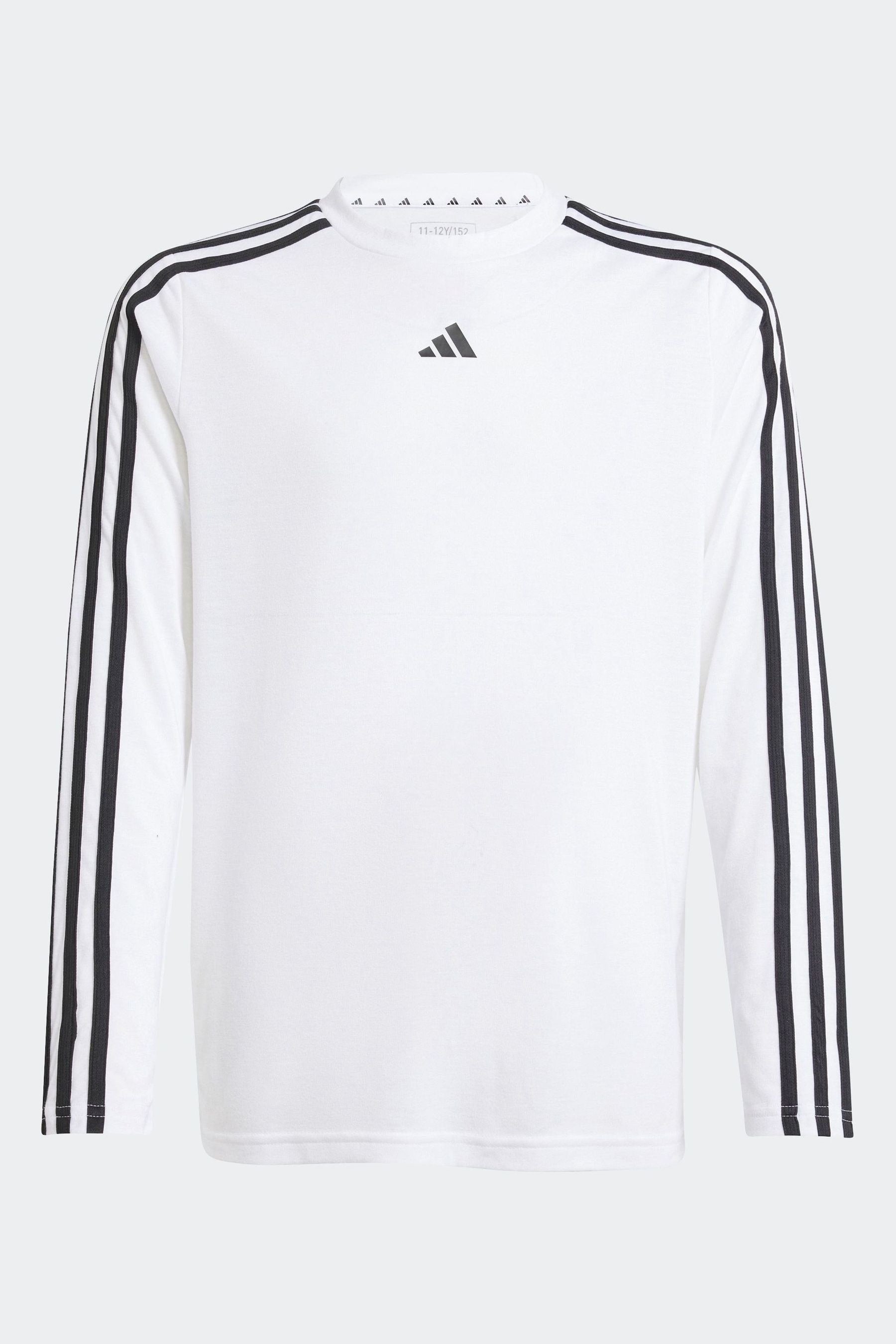 White adidas Kids Regular Fit Train Essentials Logo Longs Sleeve Top