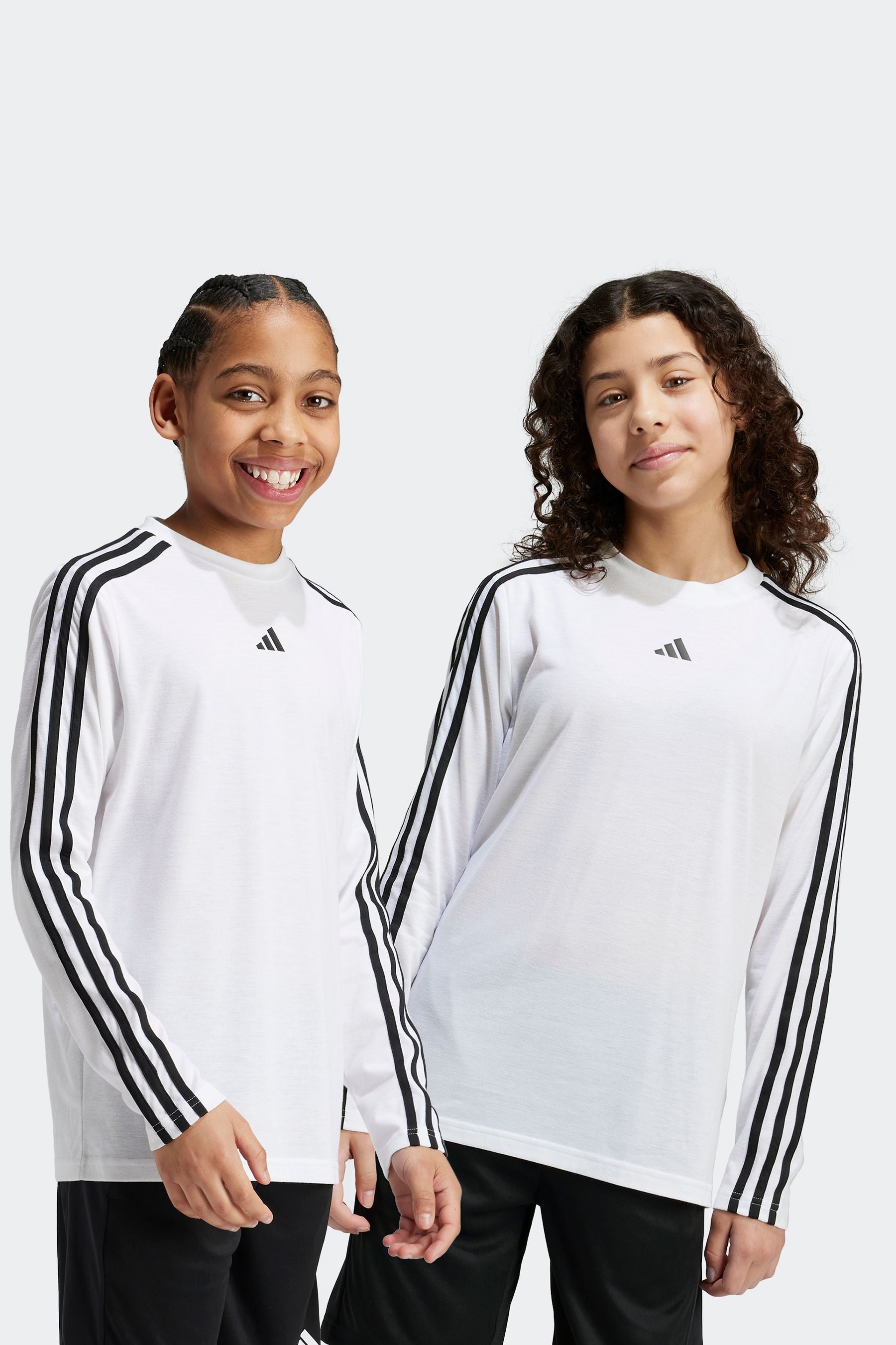 White adidas Kids Regular Fit Train Essentials Logo Longs Sleeve Top