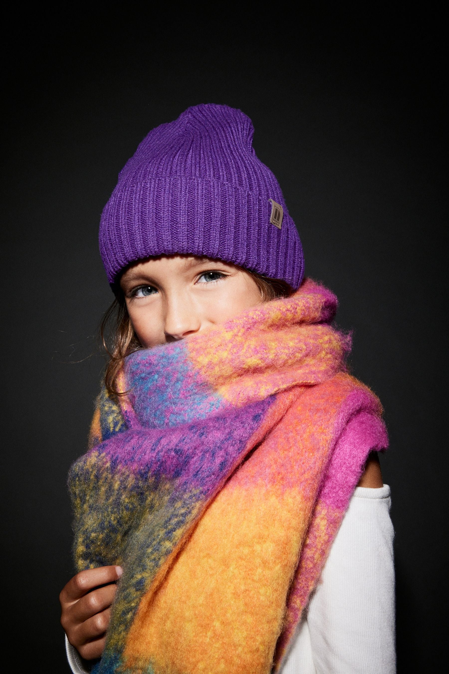 Purple Rib Beanie Hat (1-16yrs)