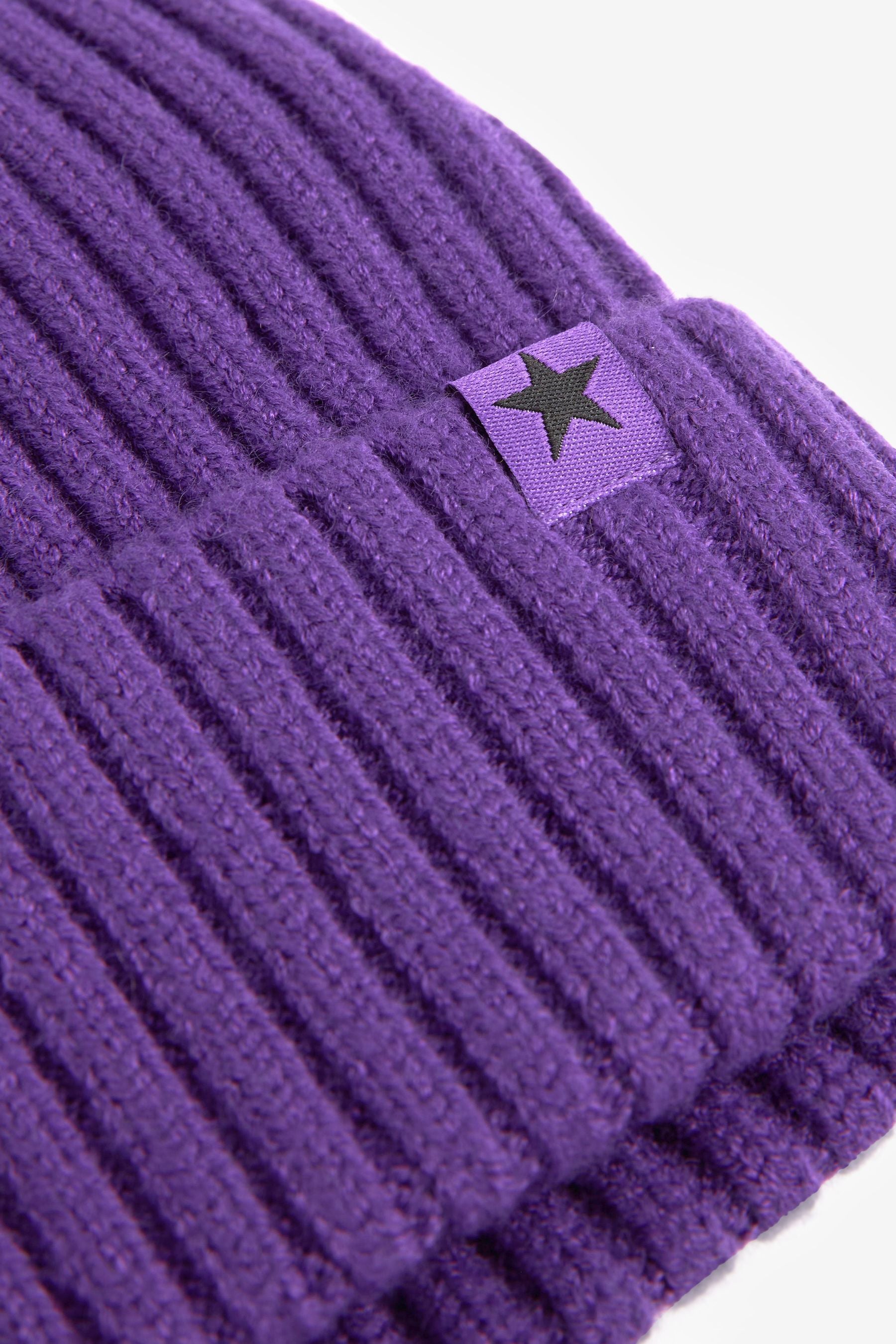 Purple Rib Beanie Hat (1-16yrs)