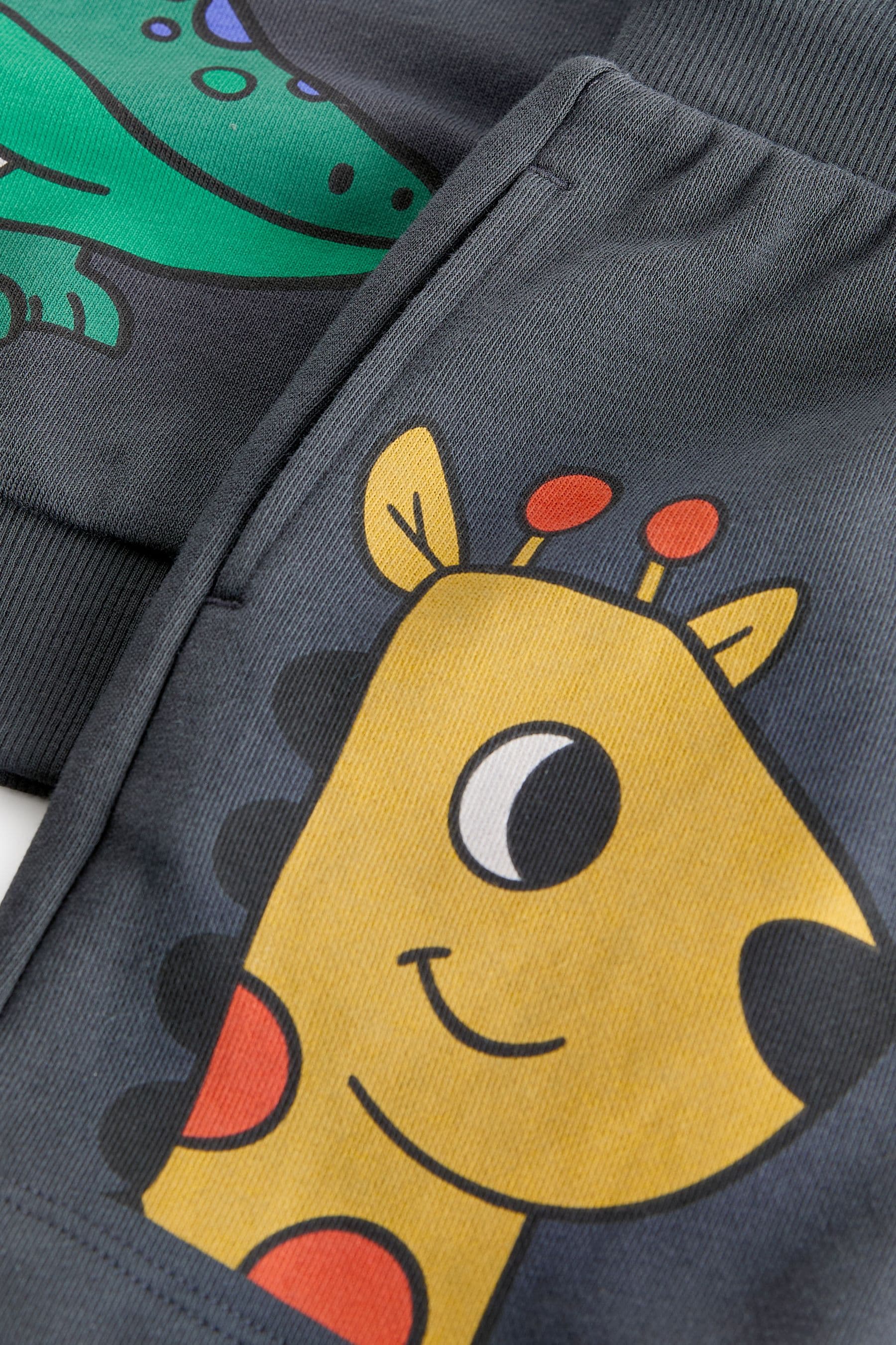 Charcoal Grey Animal Jersey Crew Neck Sweatshirt and Short Set (3mths-7yrs)