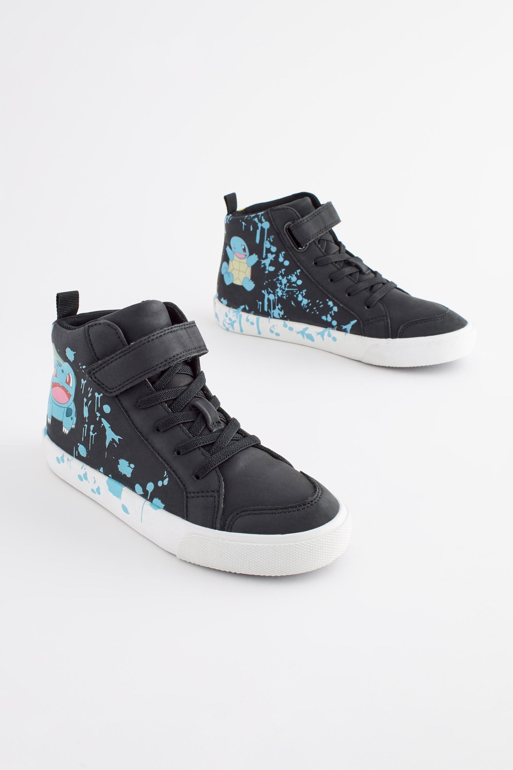 Black Standard Fit (F) Pokemon Elastic Lace High Top Trainers