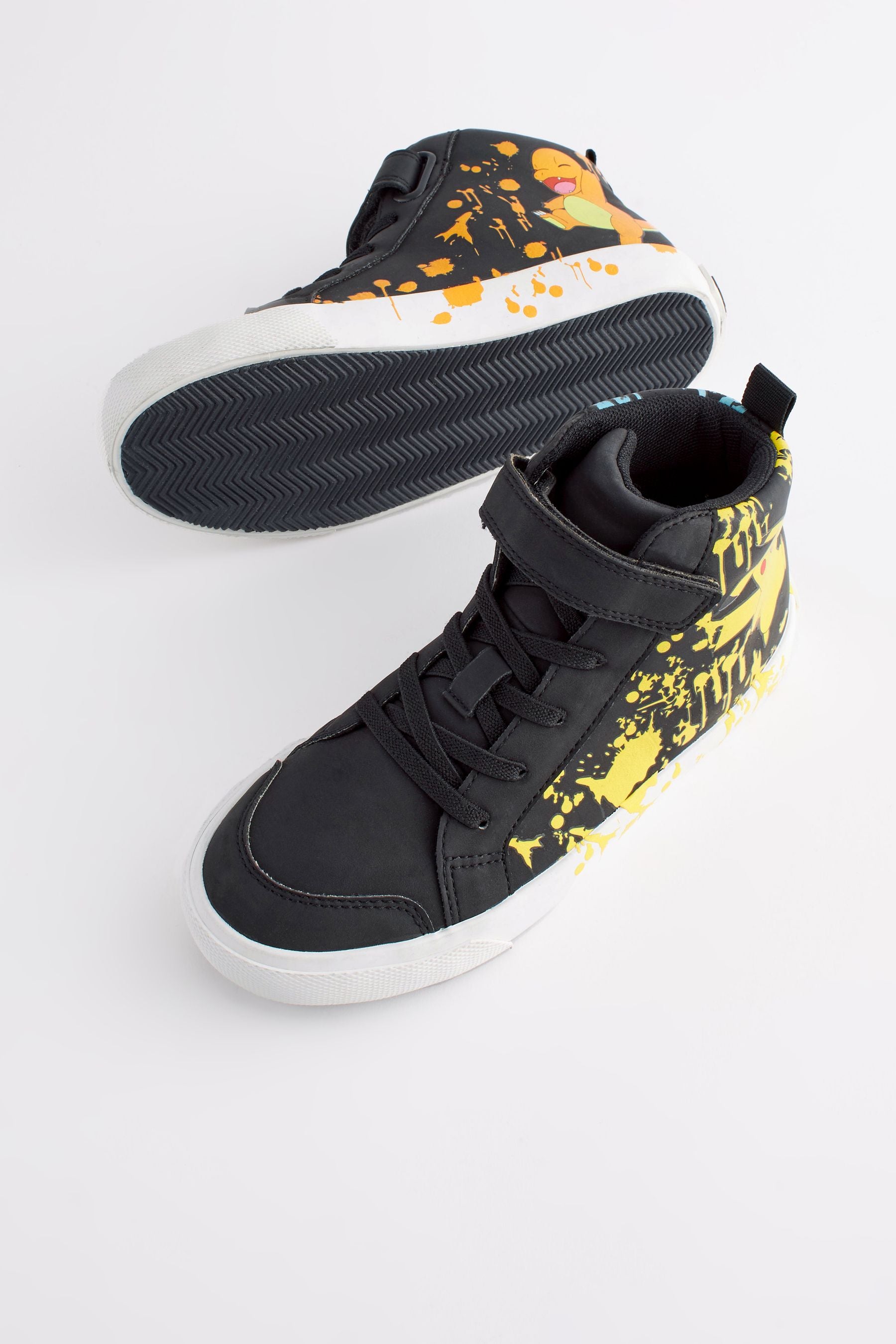 Pokemon Black Elastic Lace High Top Trainers