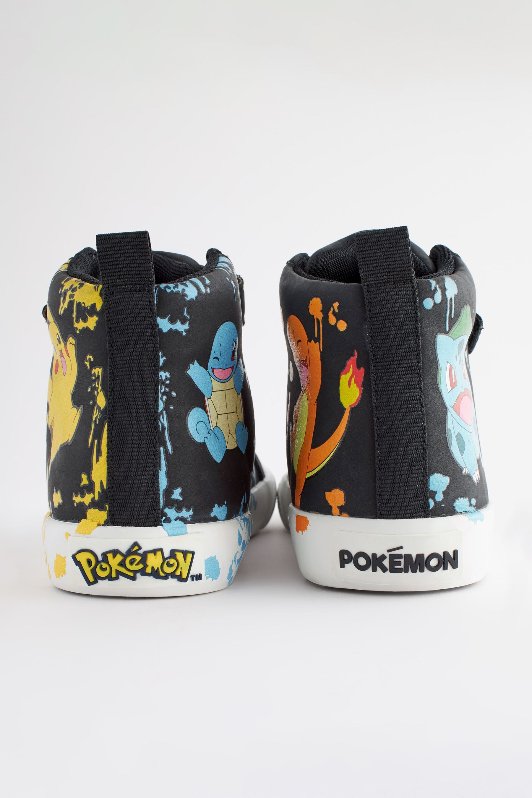 Pokemon Black Elastic Lace High Top Trainers