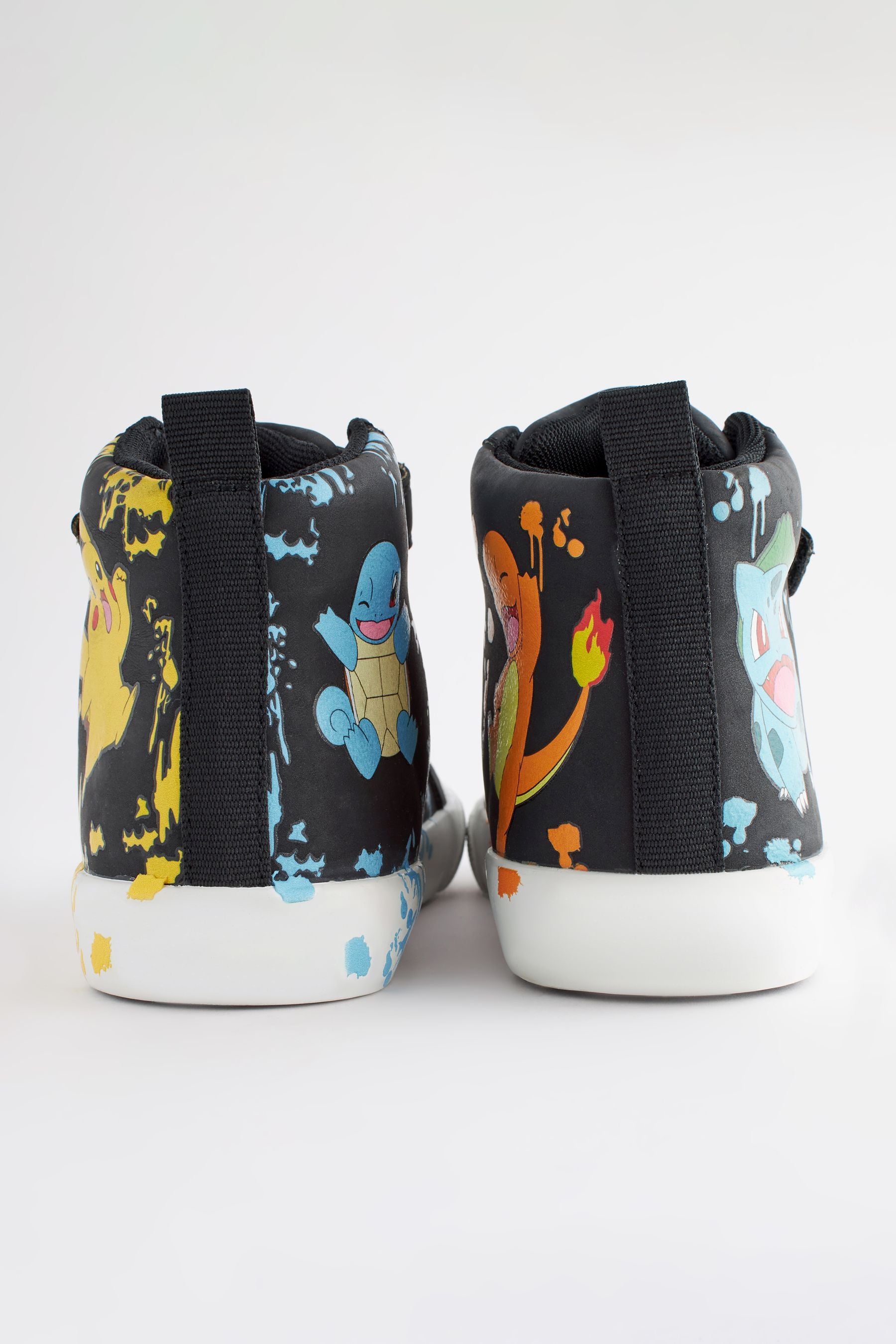 Black Standard Fit (F) Pokemon Elastic Lace High Top Trainers