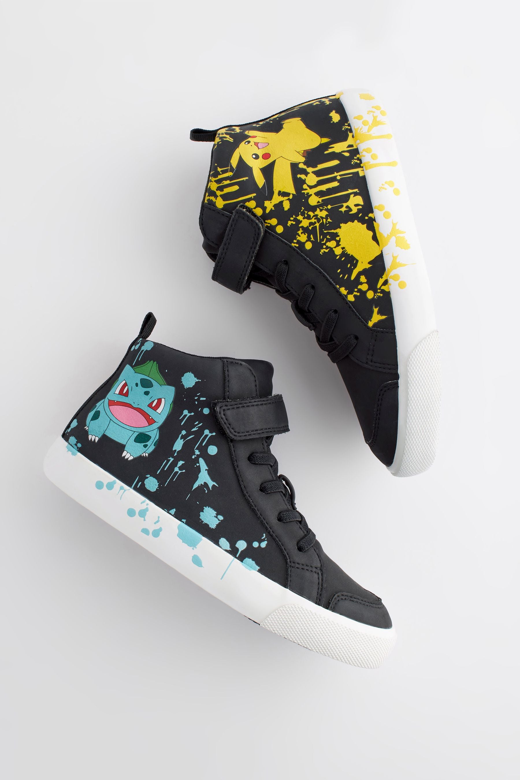 Black Standard Fit (F) Pokemon Elastic Lace High Top Trainers