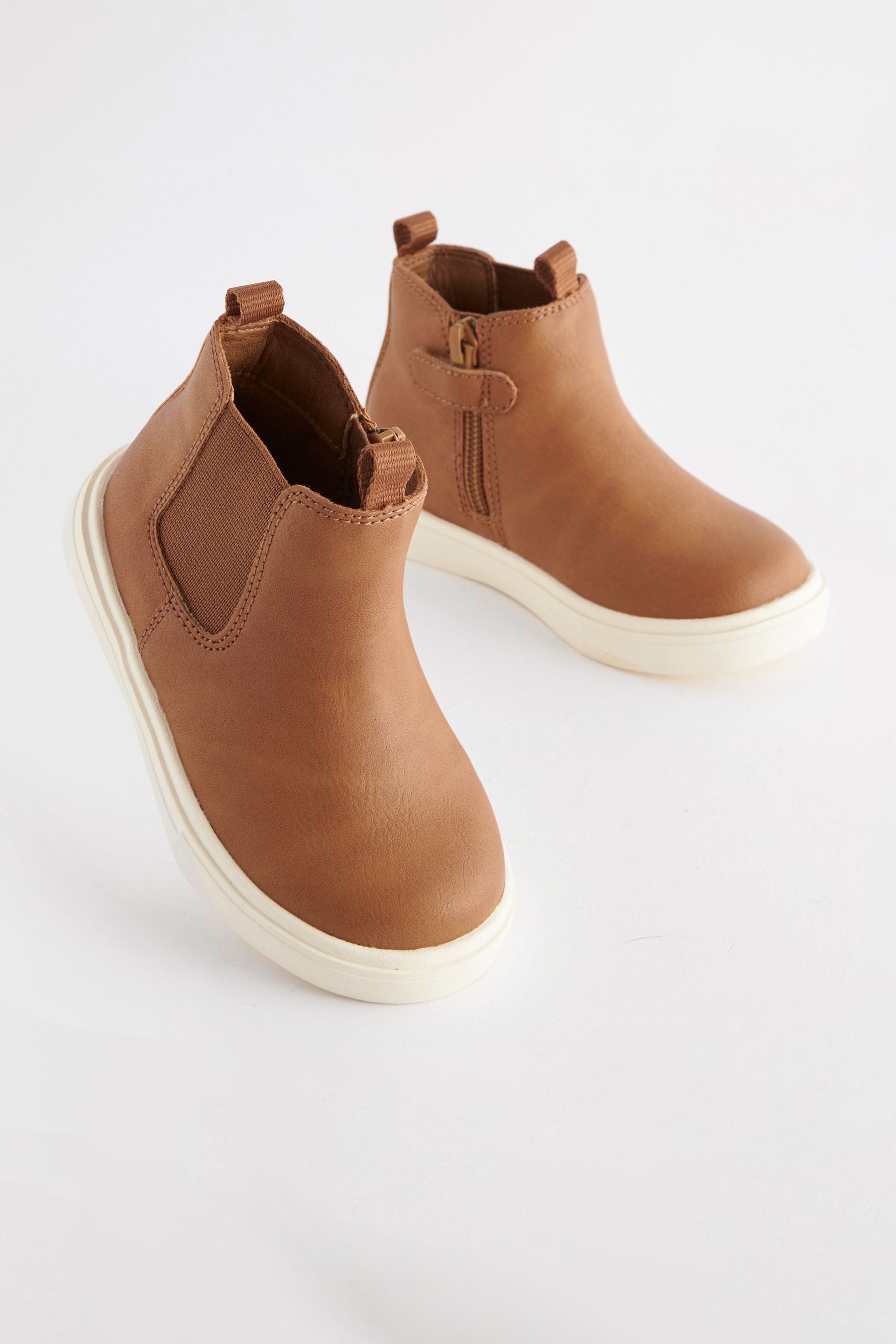 Tan Brown Standard Fit (F) Chelsea Boots with Zip Fastening