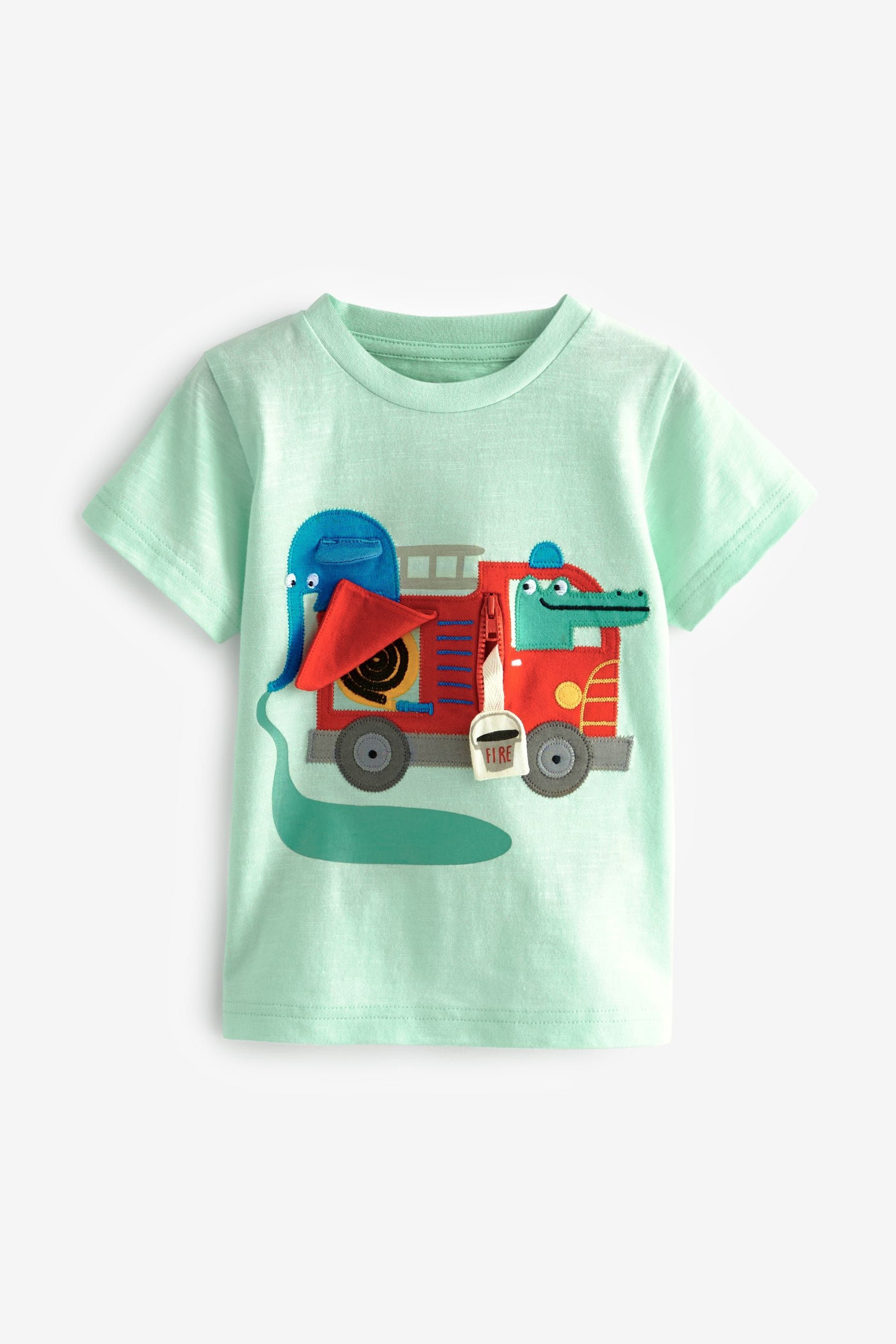 Mint Green Fire Engine Short Sleeve Interactive Character T-Shirt (3mths-7yrs)