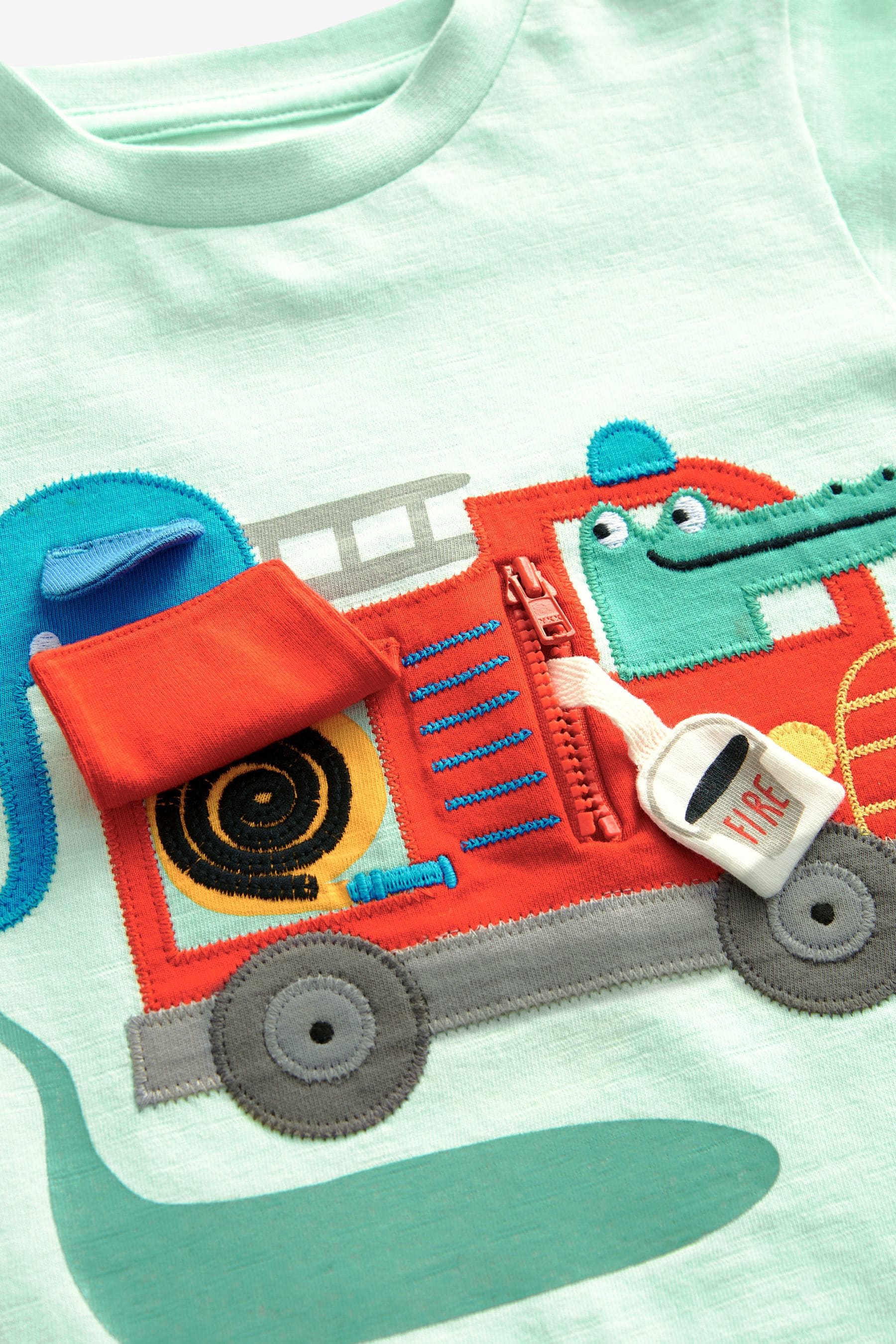 Mint Green Fire Engine Short Sleeve Interactive Character T-Shirt (3mths-7yrs)