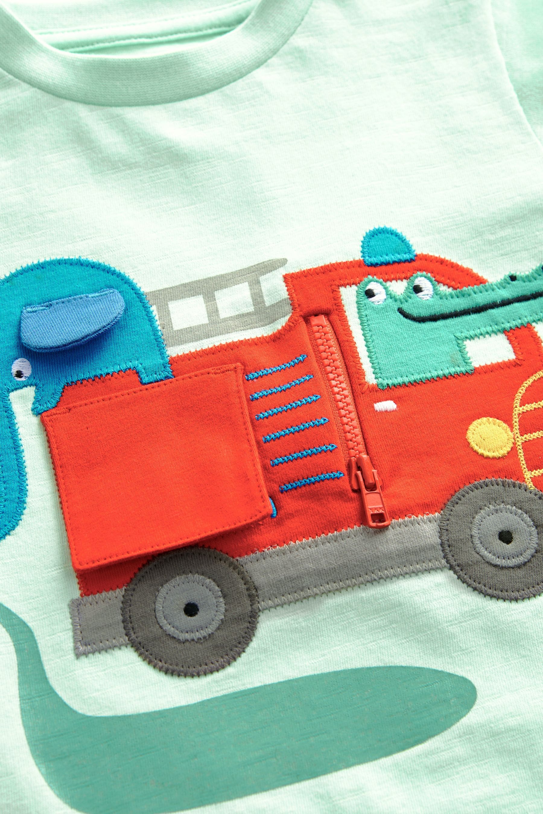 Mint Green Fire Engine Short Sleeve Interactive Character T-Shirt (3mths-7yrs)