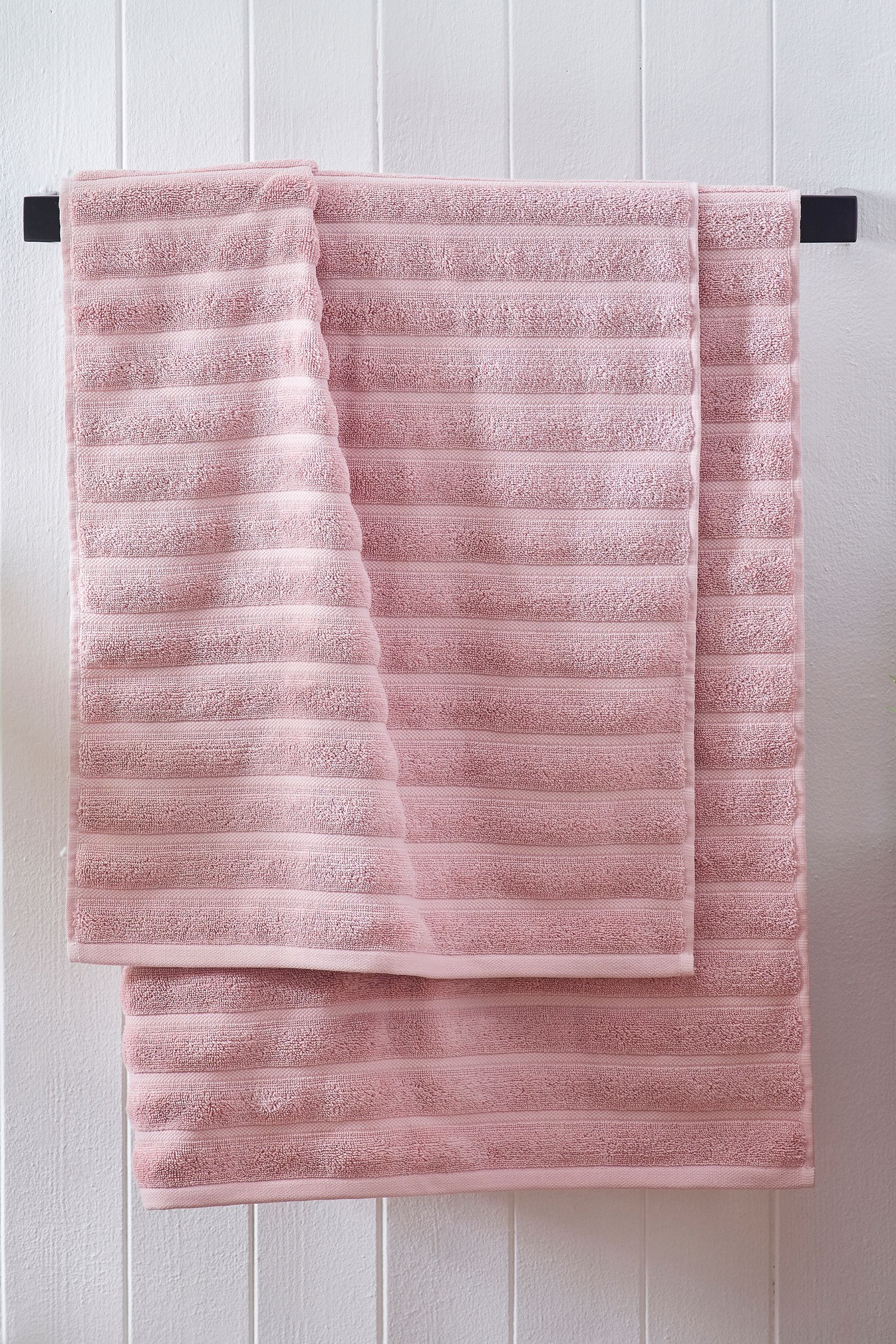 Pink Ribbed Towel with 100% Cotton