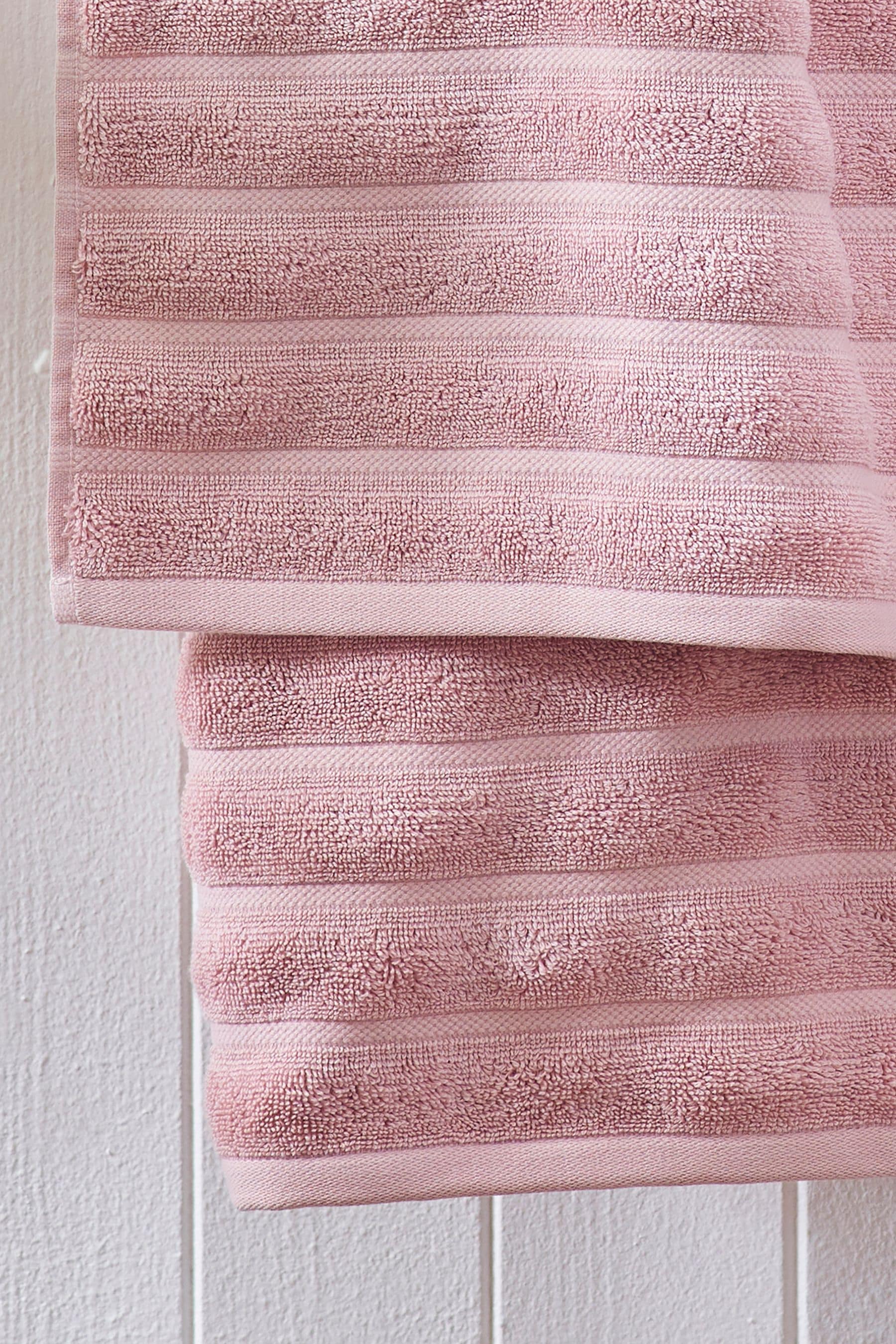 Pink Ribbed Towel with 100% Cotton