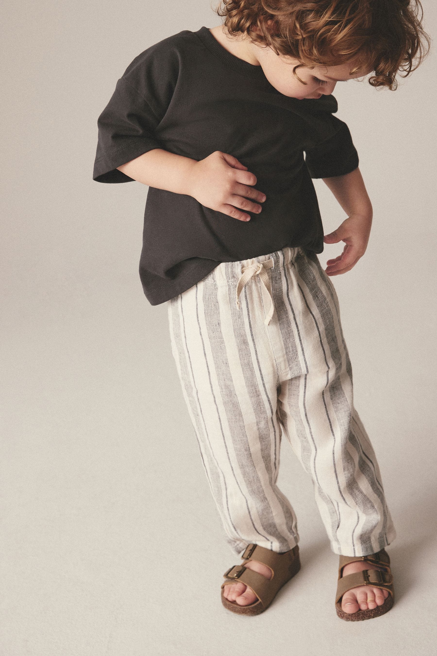 Stripe Loose Fit Pull-On Linen Blend Trousers (3mths-7yrs)