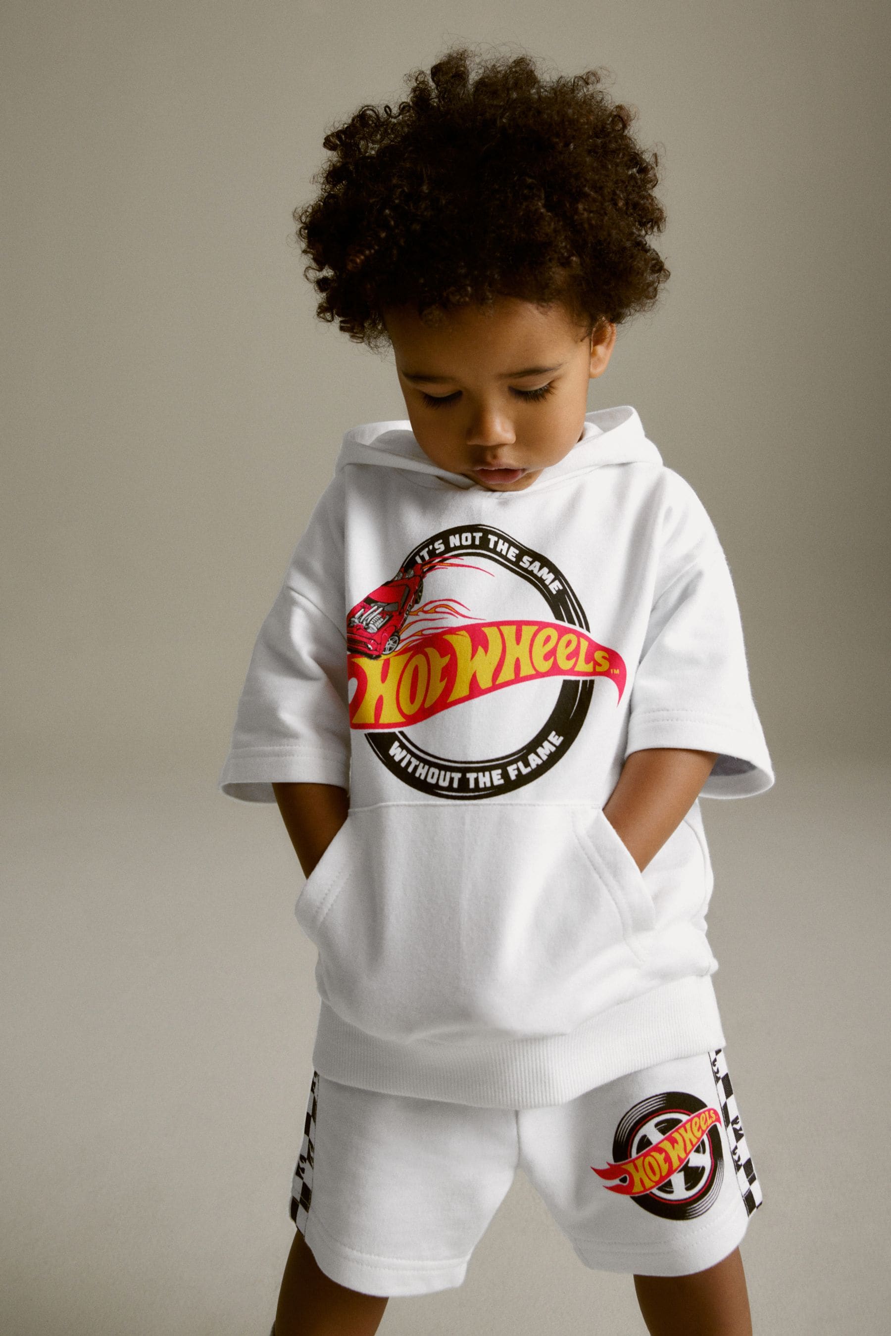 White Hot Wheels Jersey Hoodie and Shorts Set (3mths-8yrs)