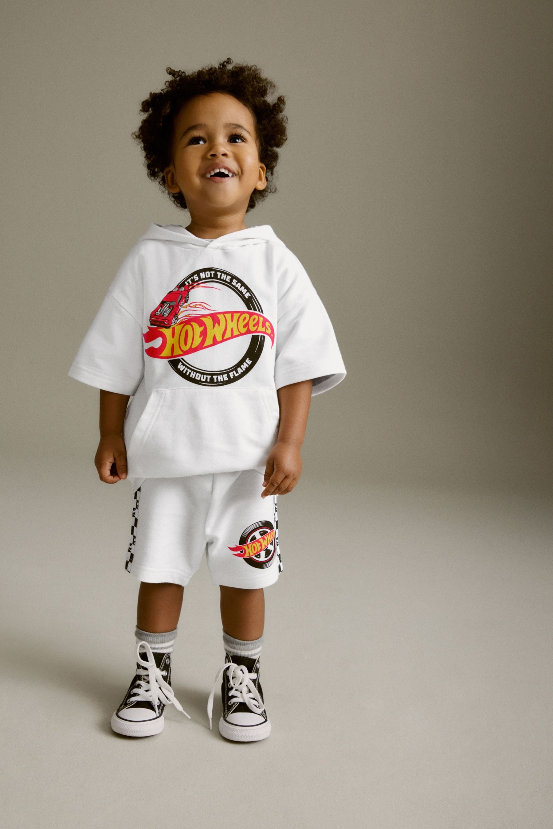 White Hot Wheels Jersey Hoodie and Shorts Set (3mths-8yrs)