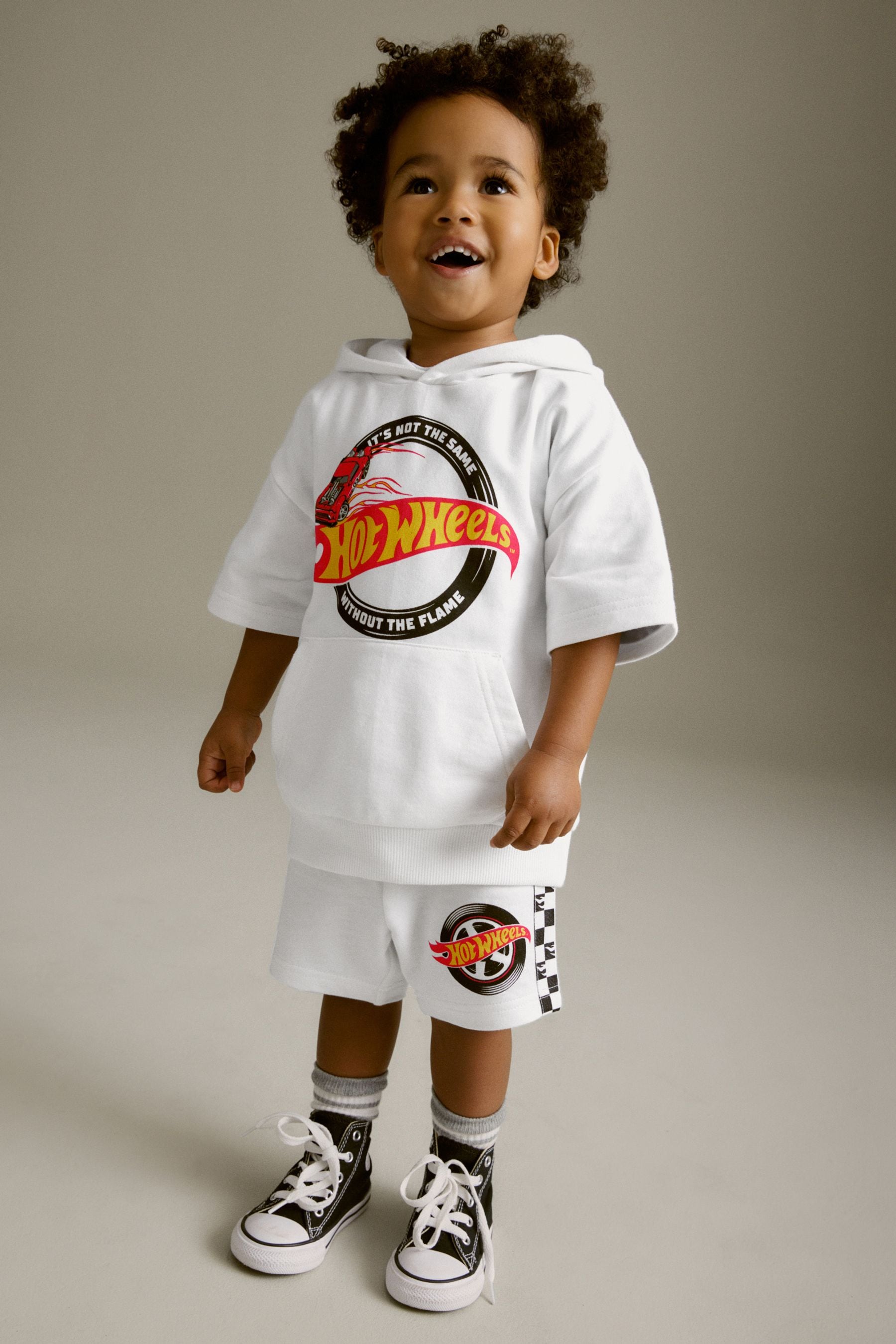 White Hot Wheels Jersey Hoodie and Shorts Set (3mths-8yrs)